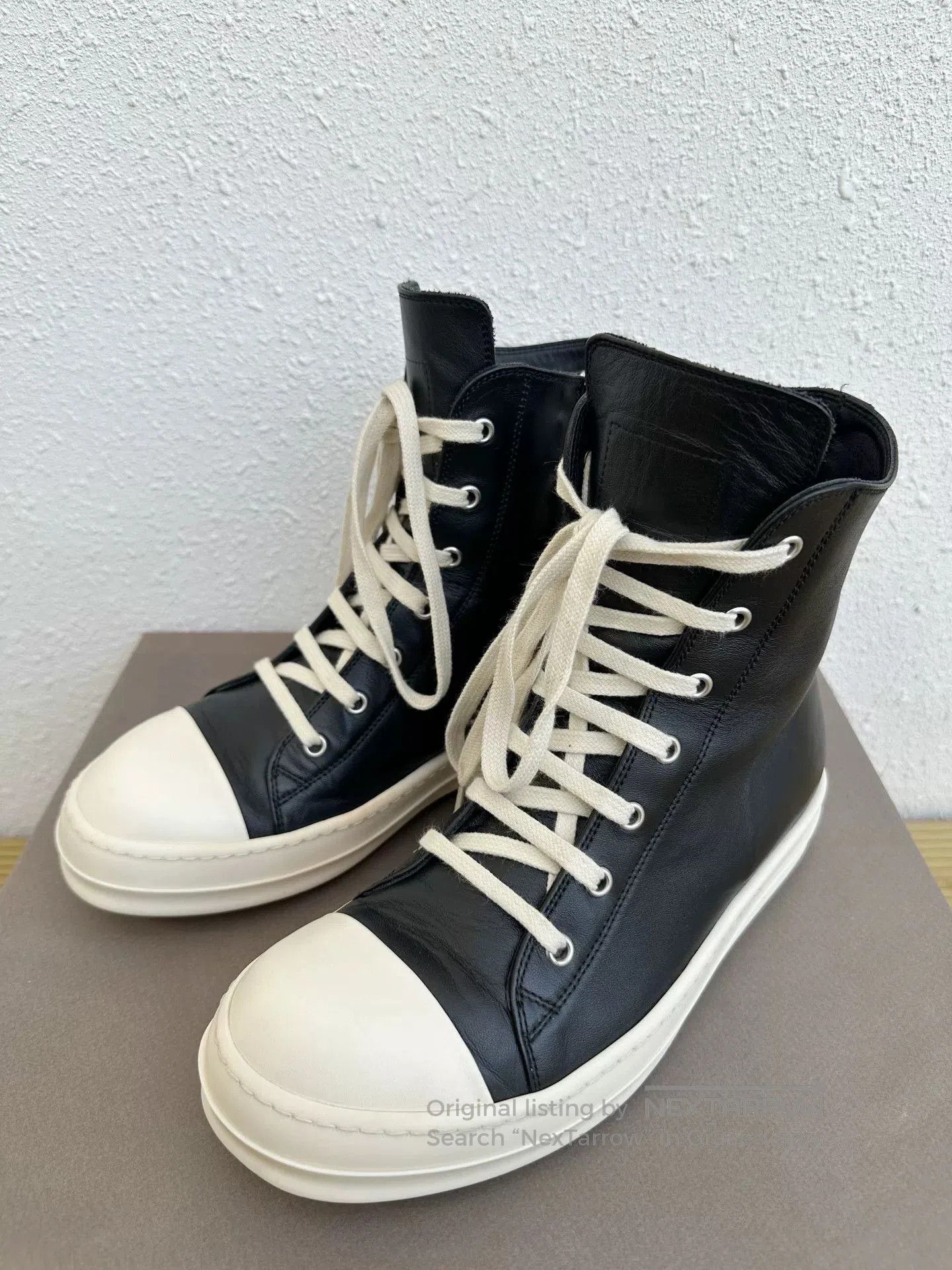 Rick Owens Rick Owens High-Top Leather Black White. Size US 7 / EU 40 - 2 Thumbnail