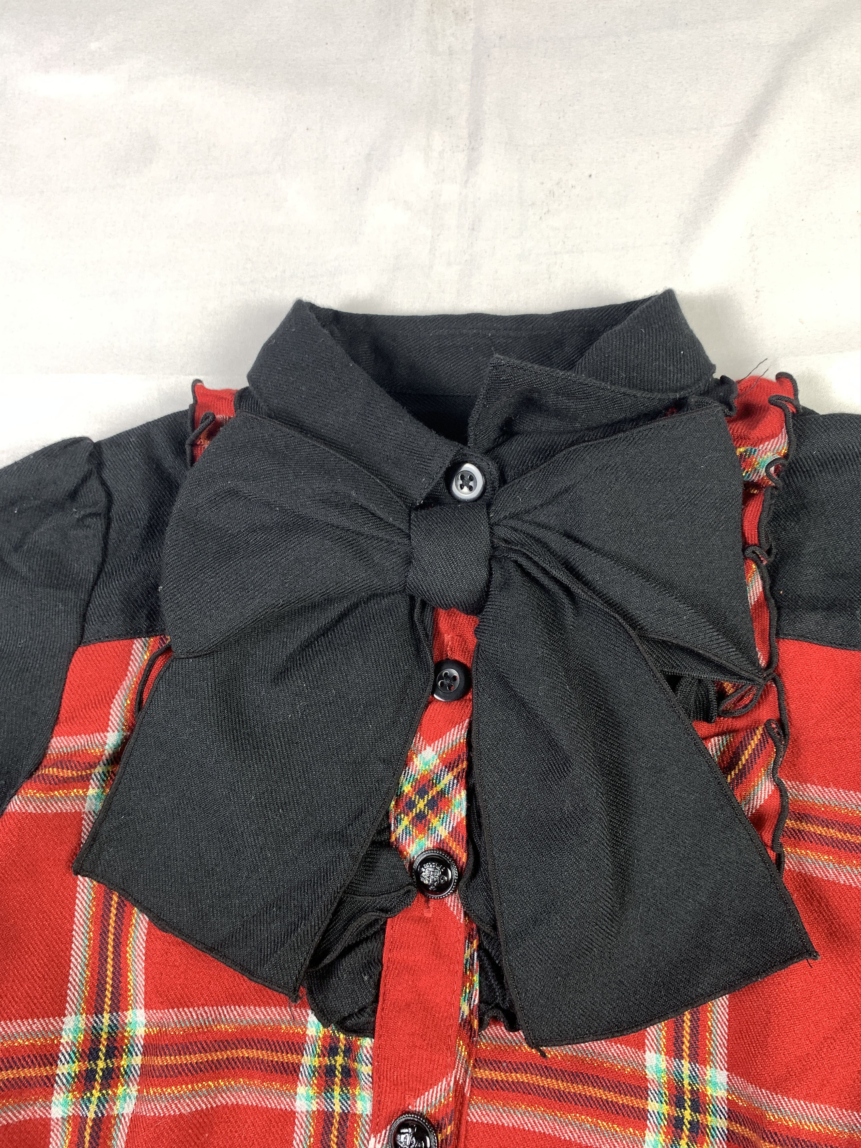 Japanese Brand Bowtie Tartan Plaid Trim Baby Shirt (XS) Size XS / US 0-2 / IT 36-38 - 5 Thumbnail
