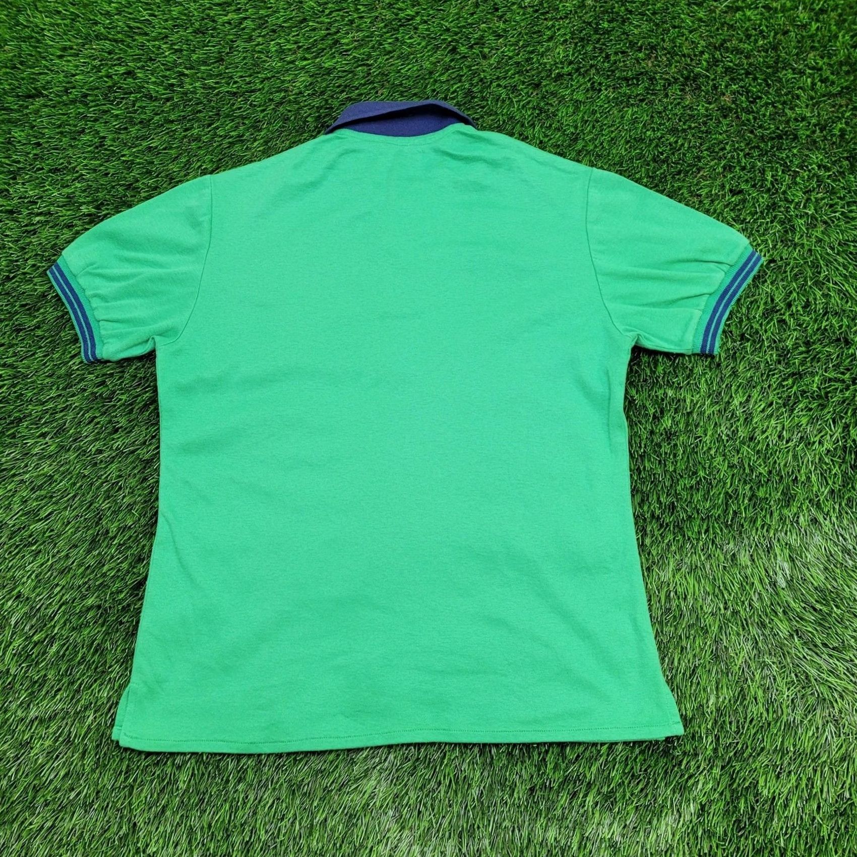 Vintage Vintage 80s MOD Ringer Polo Shirt Small 19x24 Crop Green Blue Size US S / EU 44-46 / 1 - 6 Thumbnail