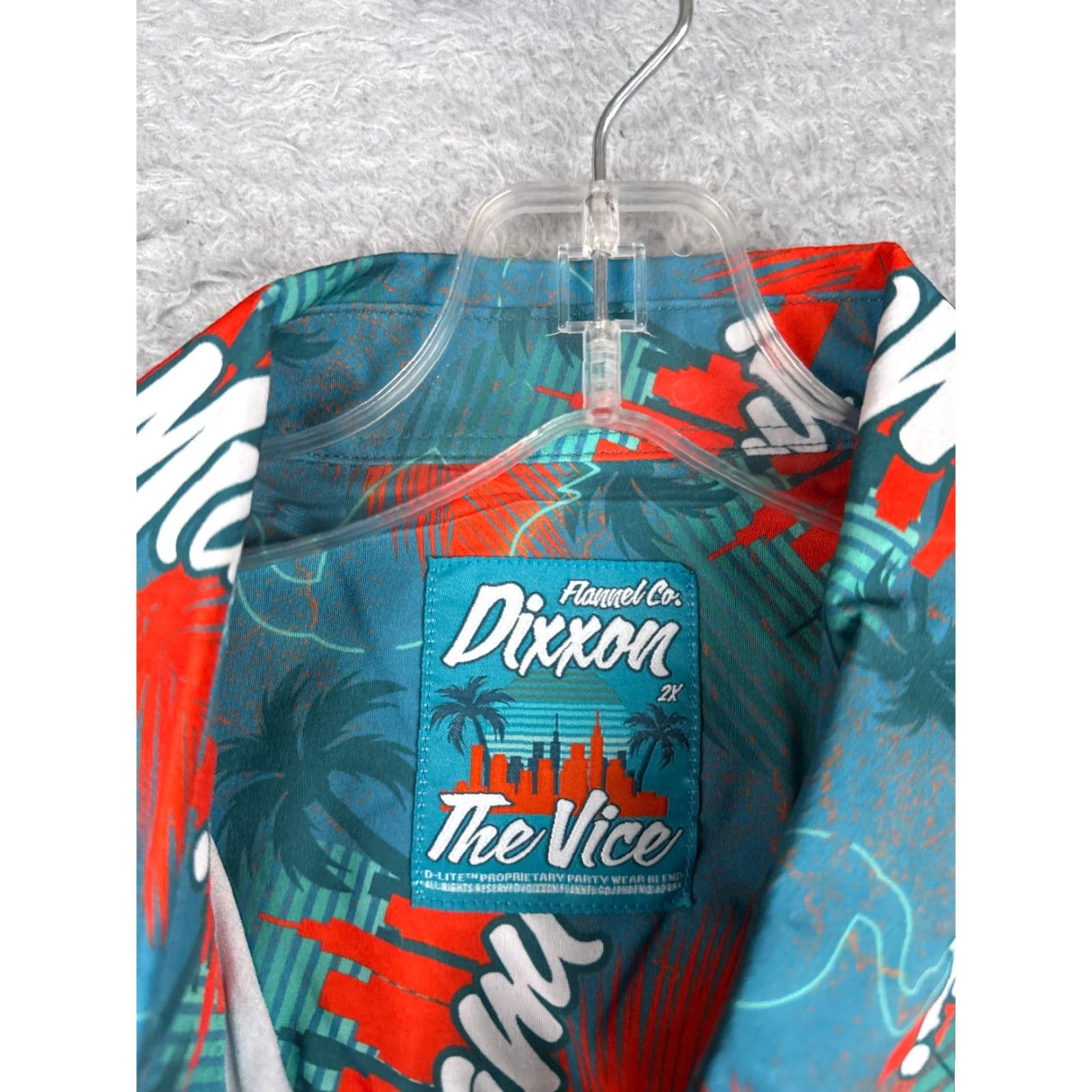 Vintage Dixxon Shirt Men 2XL Floral Blue Polyester Hawaiian 90s Party Casual Button-Up Size US XXL / EU 58 / 5 - 7 Thumbnail