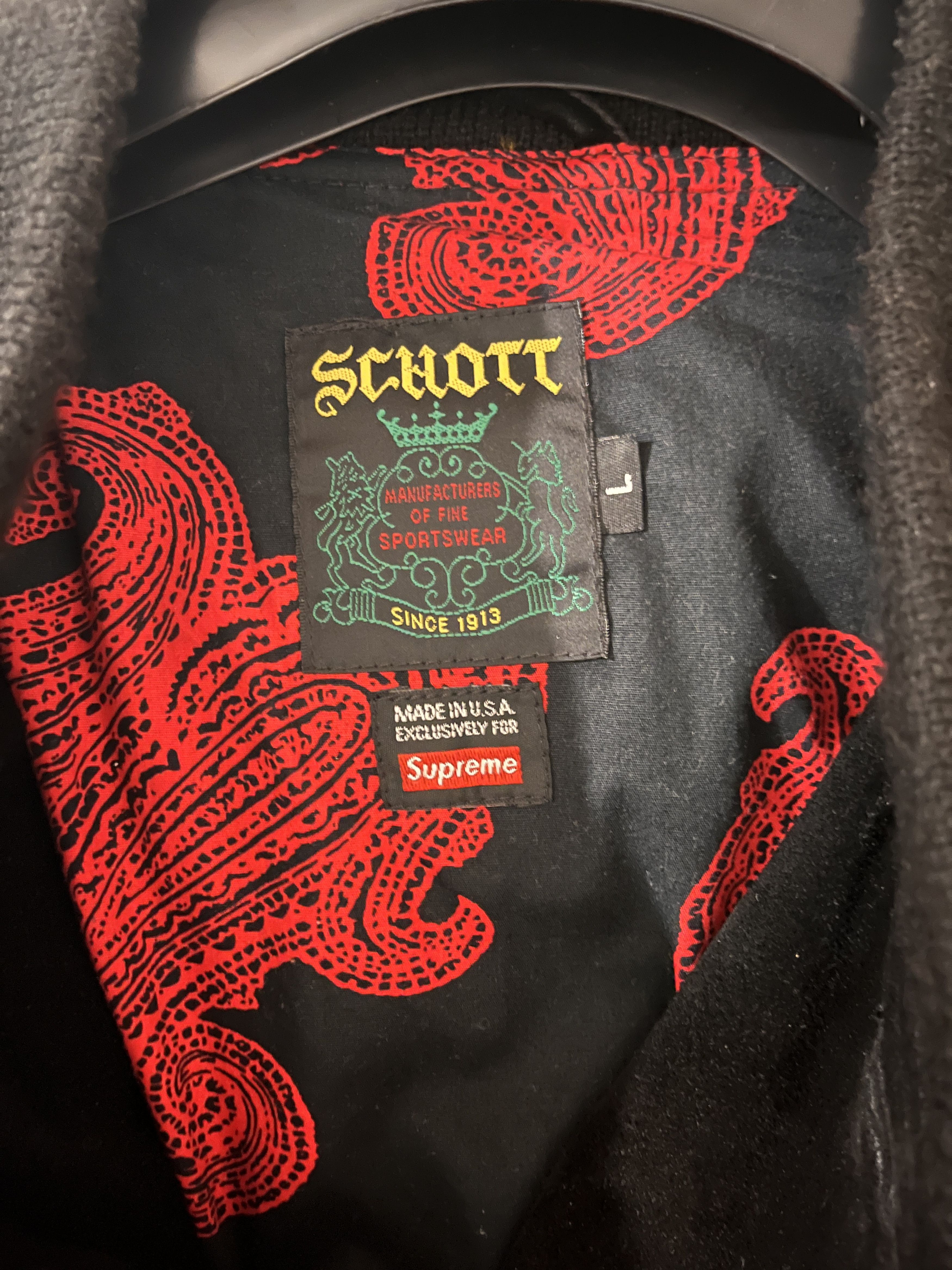 Schott × Supreme Supreme x Schott SS14 Suede Paisley Bomber Jacket Size US L / EU 52-54 / 3 - 7 Thumbnail
