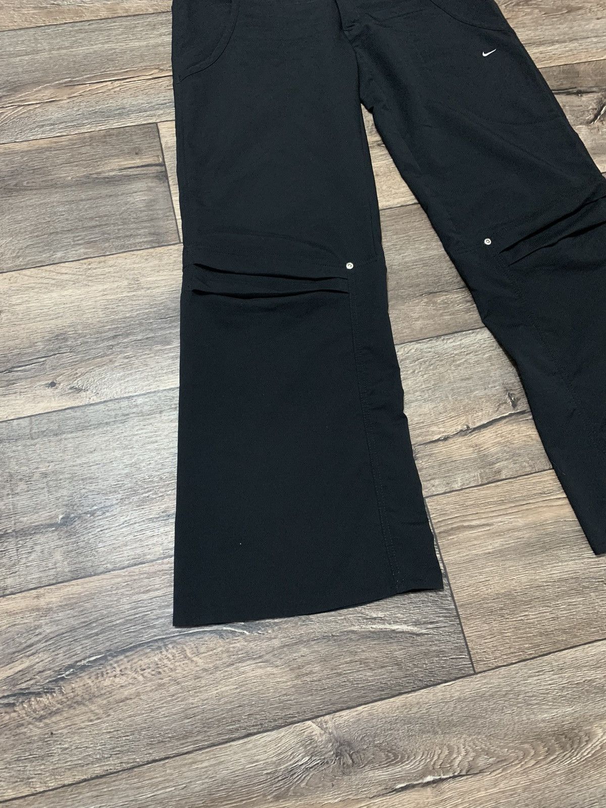 Nike × Vintage Vintage Nike Y2K Women’s Black Drill Nylon Flaps Pants Size 34" / US 12 / IT 48 - 2 Thumbnail