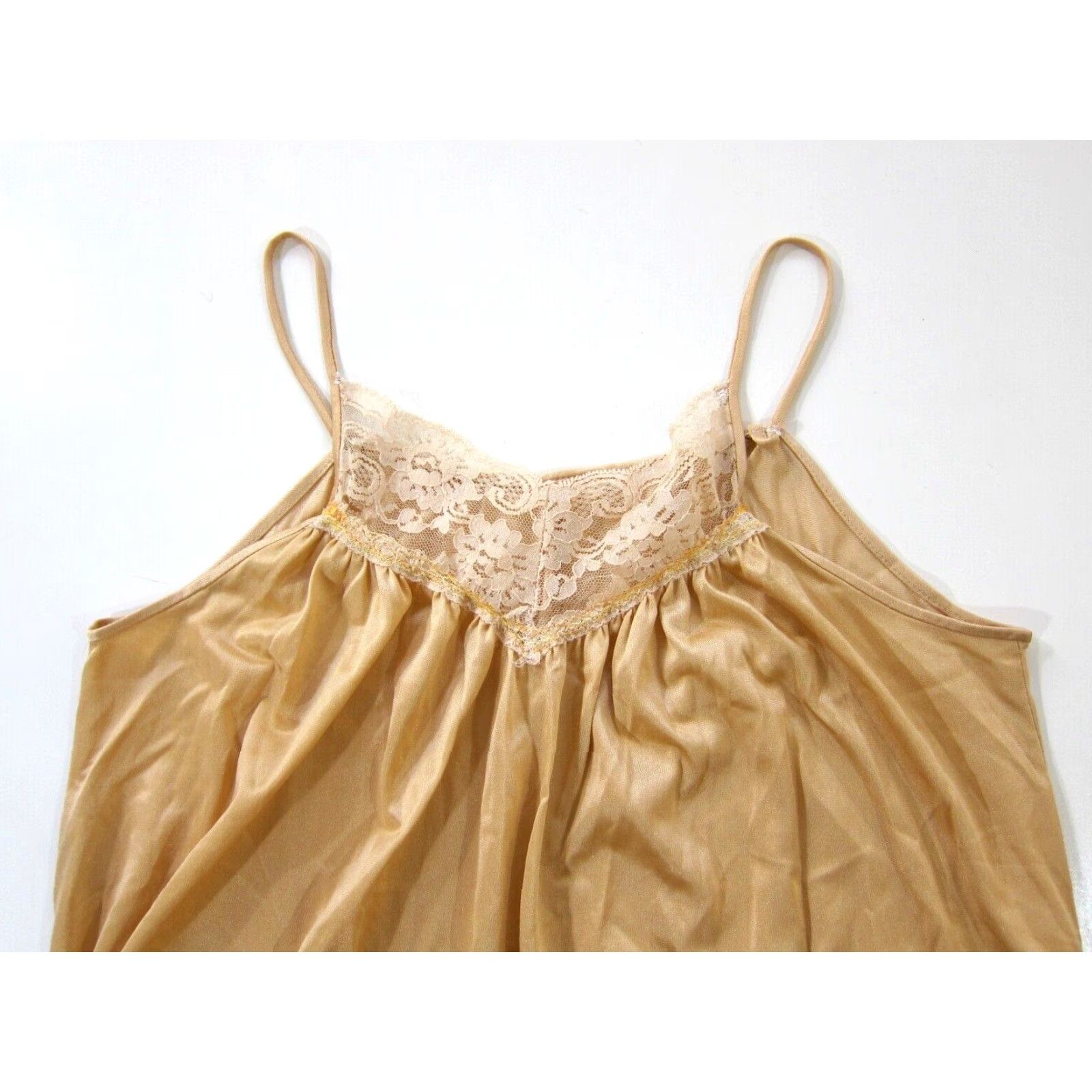 Vintage VINTAGE Montgomery Ward Peach Silky Satin Lace Spaghetti Strap Slip Dress Medium Size M / US 6-8 / IT 42-44 - 3 Thumbnail