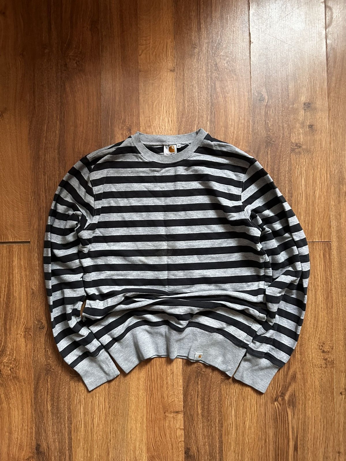 Carhartt Vintage Carhartt WIP Striped Sweatshirt Grey Black Size M Size US M / EU 48-50 / 2 - 1 Thumbnail