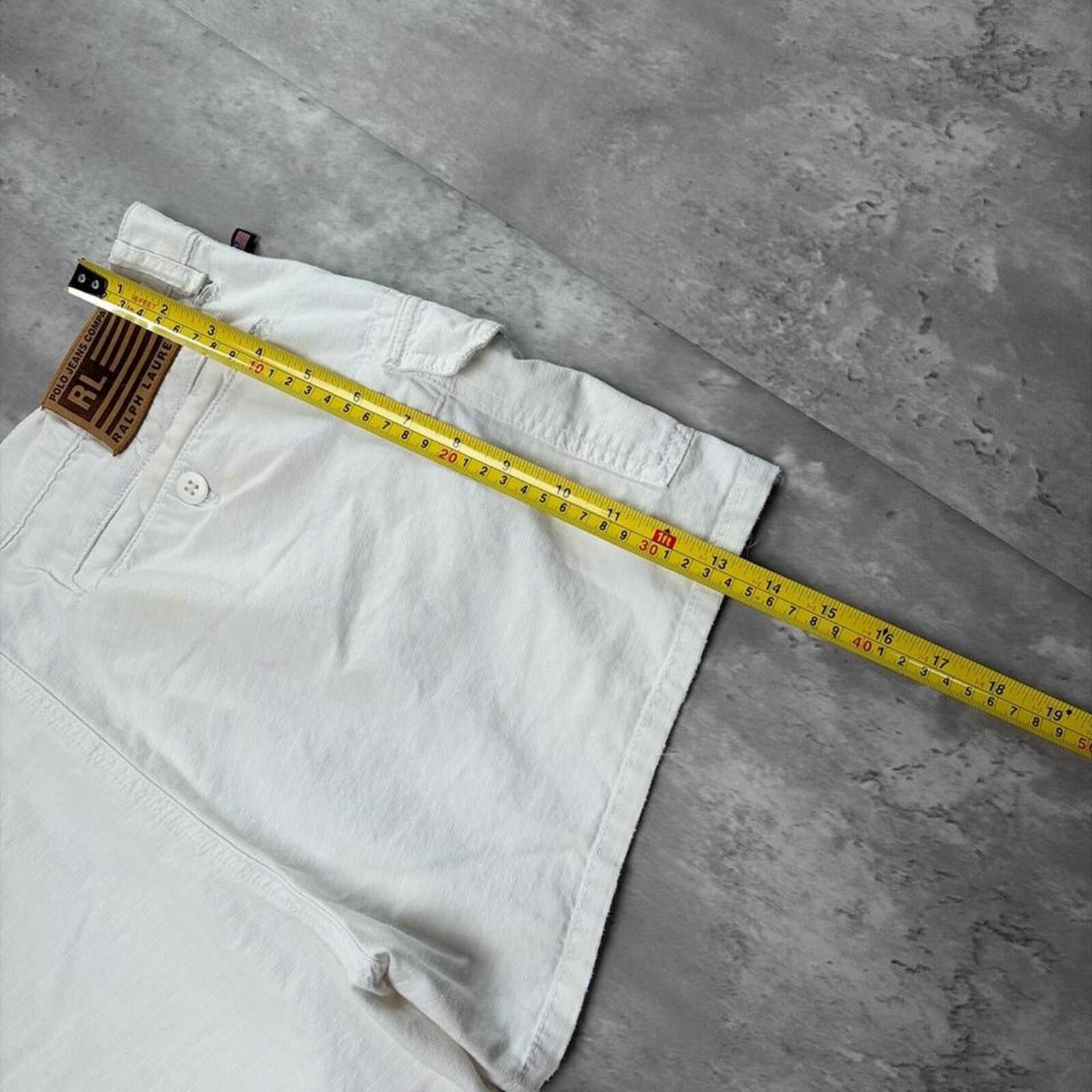 Polo Ralph Lauren Vintage White Polo Jeans Company Cargo Mini Shorts Size 34" / US 12 / IT 48 - 7 Thumbnail