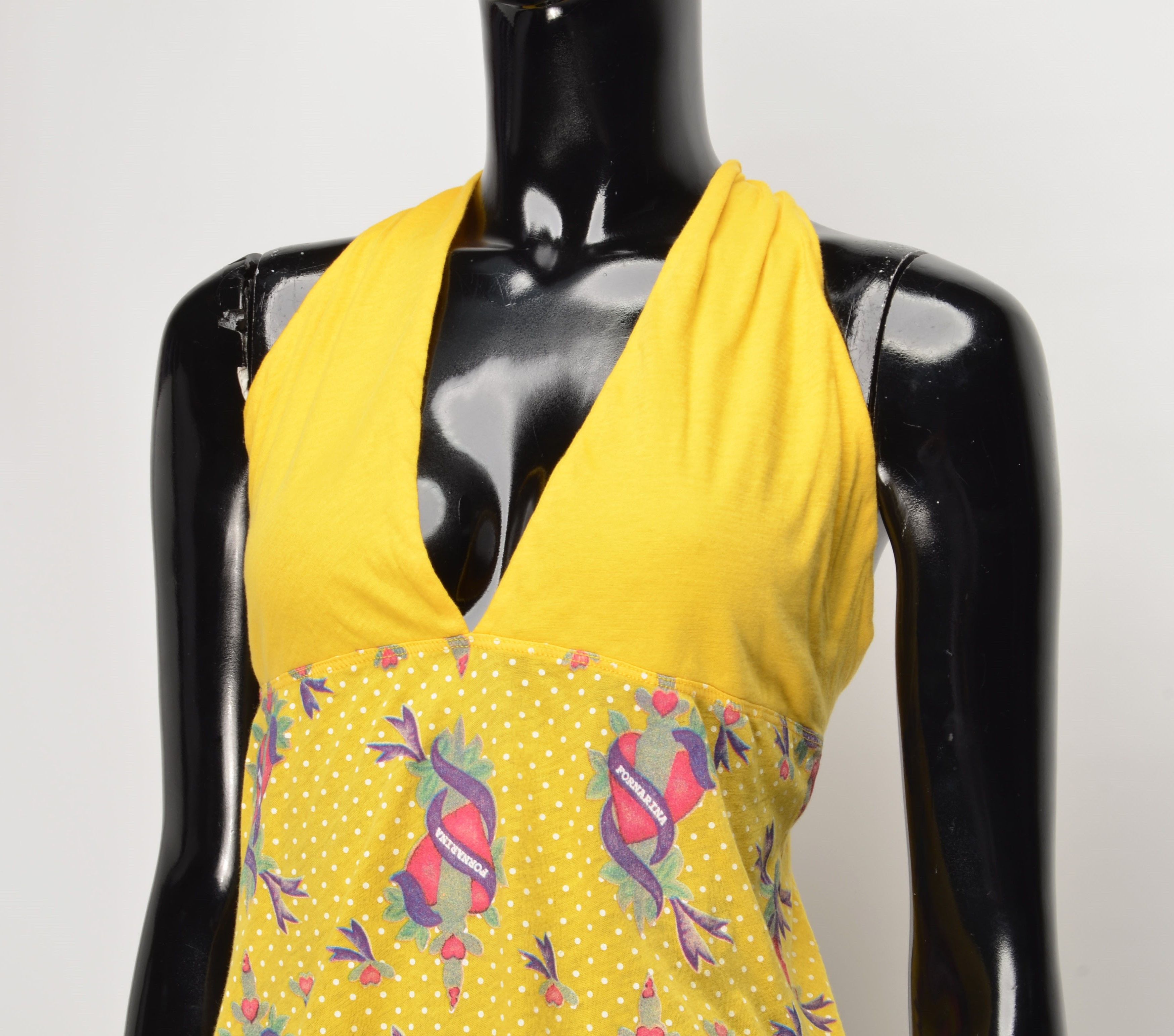 Vintage Vintage Fornarina Y2K Yellow Kidcore Halter Top Size M / US 6-8 / IT 42-44 - 2 Thumbnail