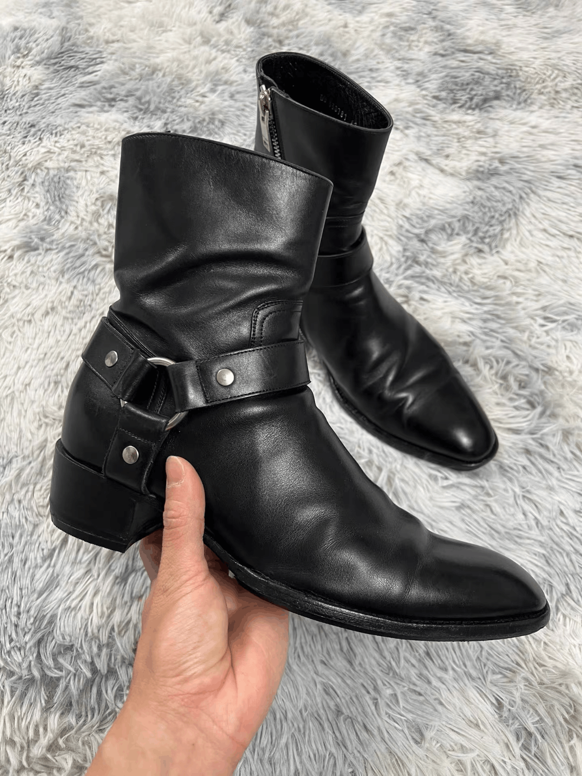 d*3様 saint laurent paris boots 13aw Saint Laurent Paris FW13 Wyatt Harness Boot in Black Suede