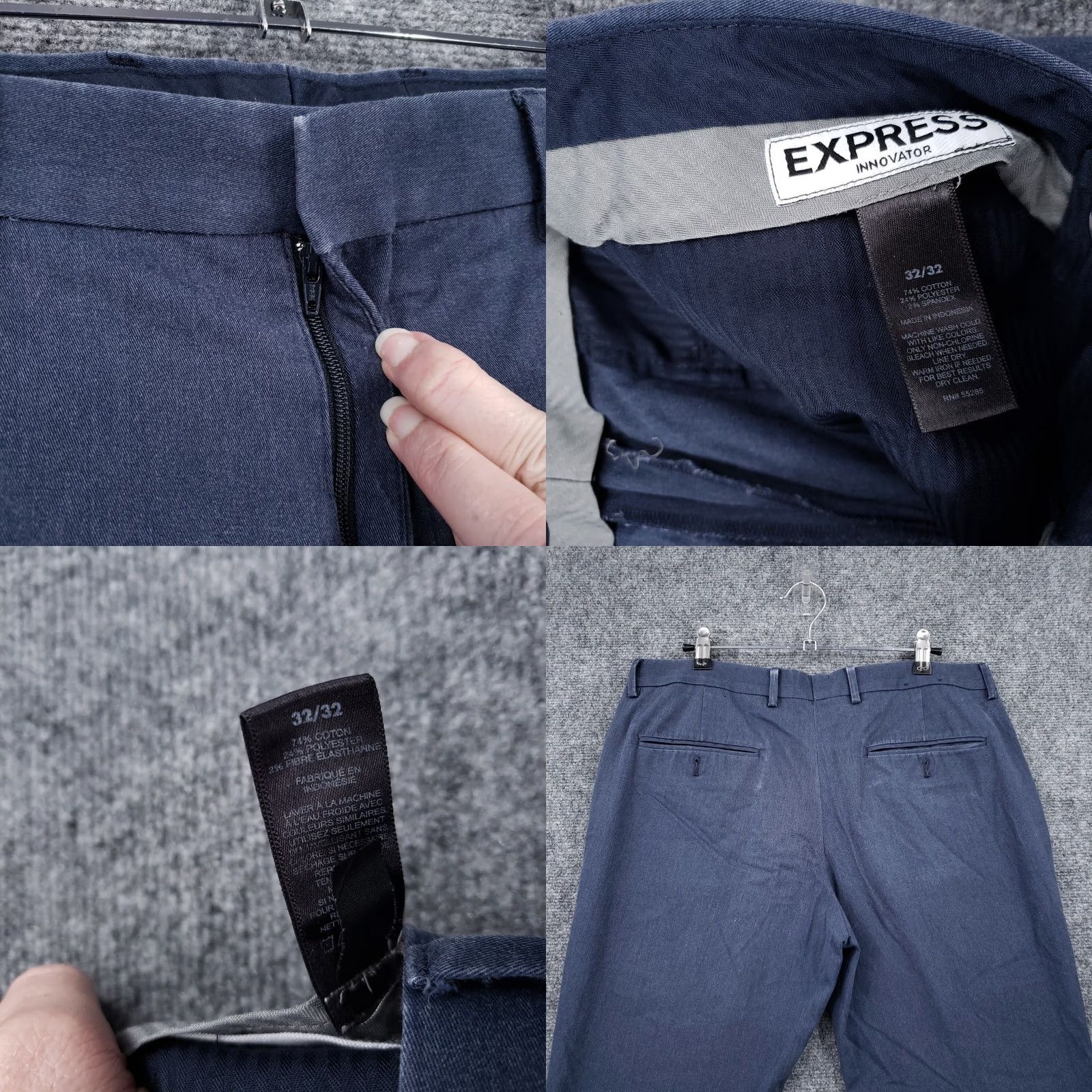 Express Express Pants Mens 32x30 Blue Innovator Mid Rise Dress Slacks Straight Stretch Size US 32 / EU 48 - 8 Thumbnail