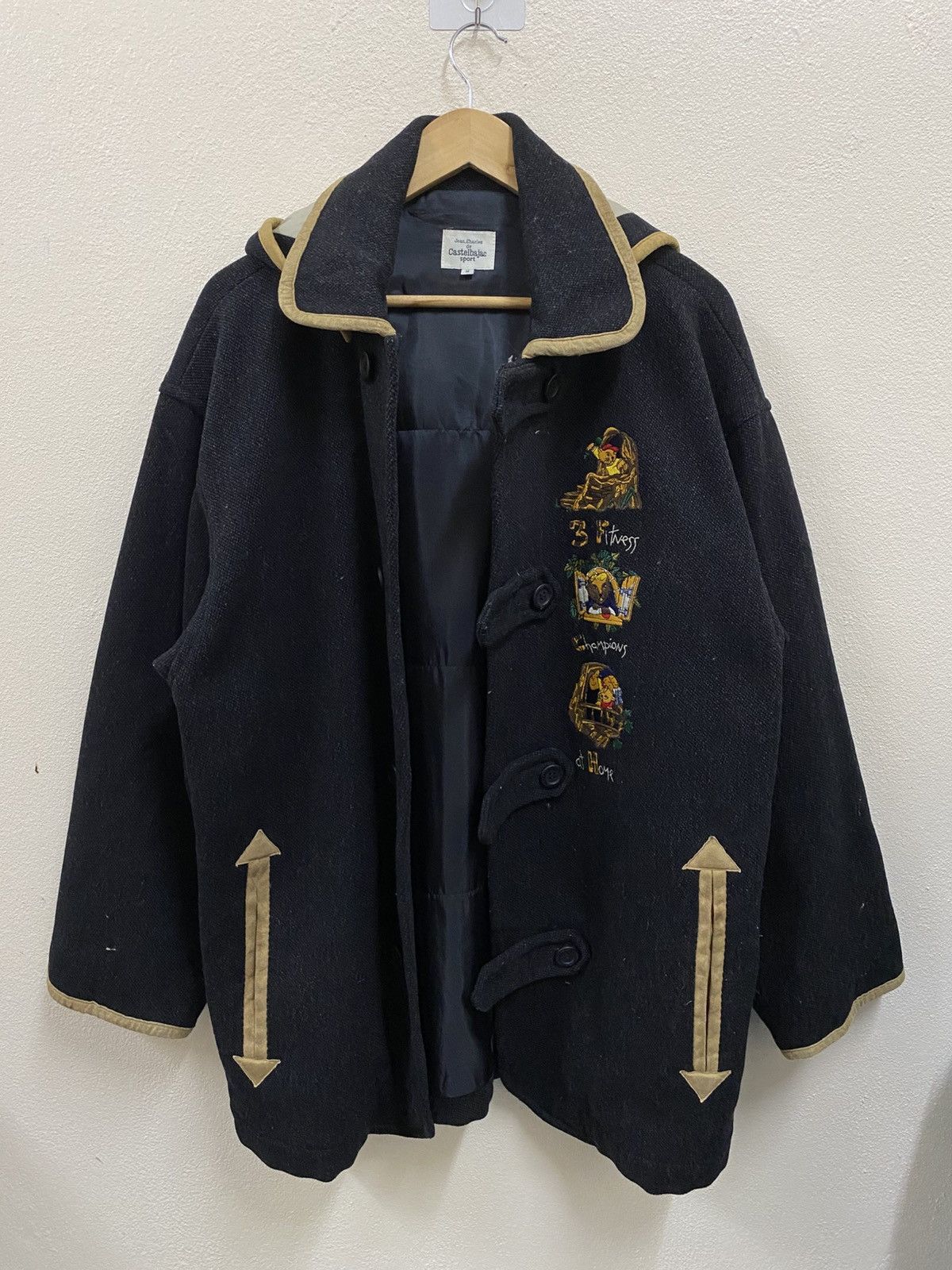 Vintage Vintage Jean Charles Duffle Wool Jacket Black Size US L / EU 52-54 / 3 - 2 Thumbnail