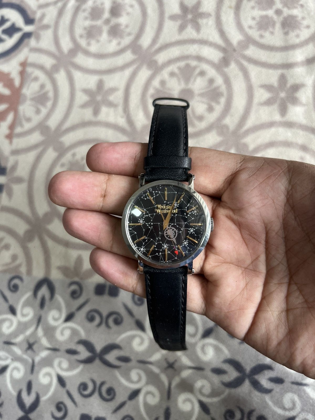 Vintage Vivienne Westwood Orb Constellation Leather Watch in Black, Men's