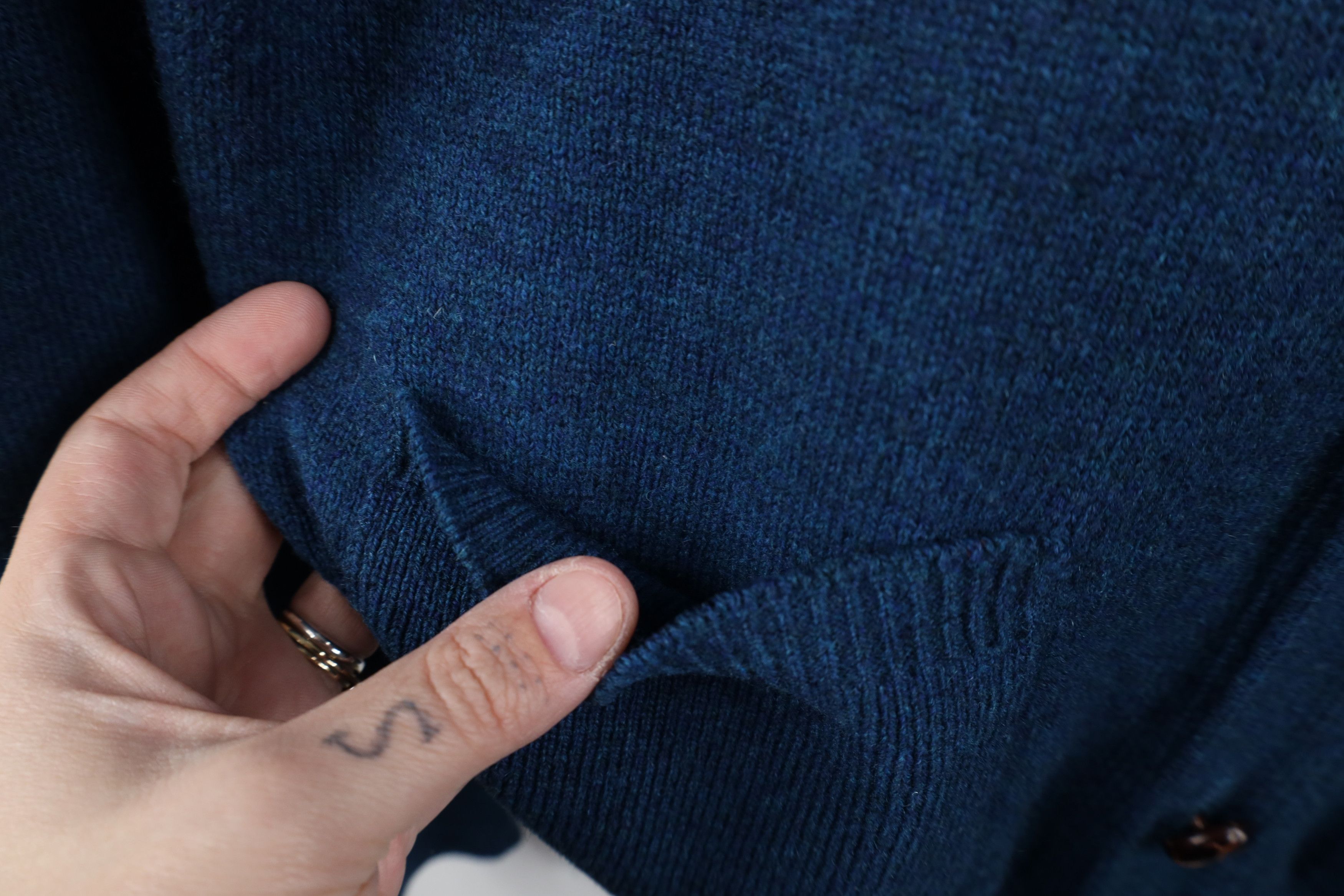 L.L. Bean × Vintage Vintage 90s LL Bean Lambswool Knit Cardigan Sweater Blue Size US L / EU 52-54 / 3 - 6 Thumbnail