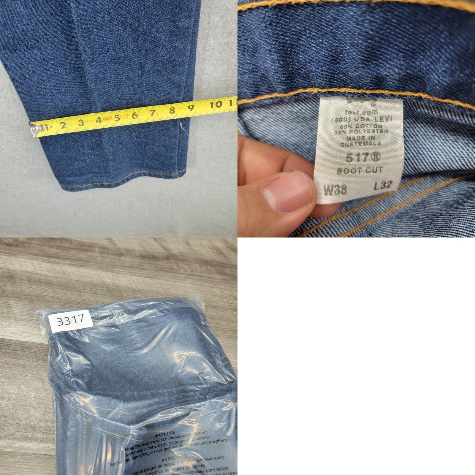 Levi's Levis 517 Jeans Mens 38x32 Blue Dark Wash Denim Bootcut Western Cowboy Shirt? Size US 38 / EU 54 - 9 Thumbnail