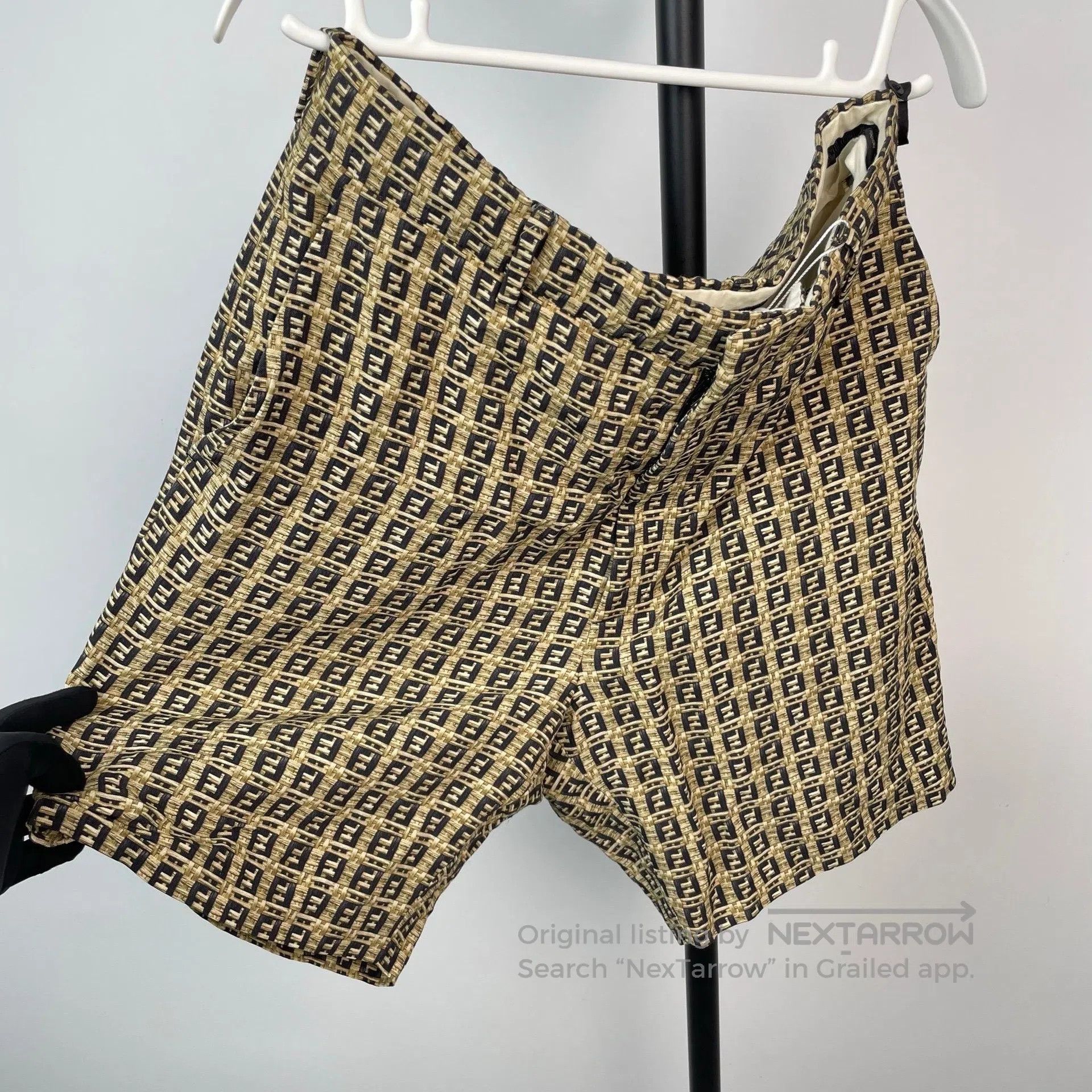 Fendi FENDI Beige and brown twill double F logo print short pant Size US 32 / EU 48 - 3 Thumbnail