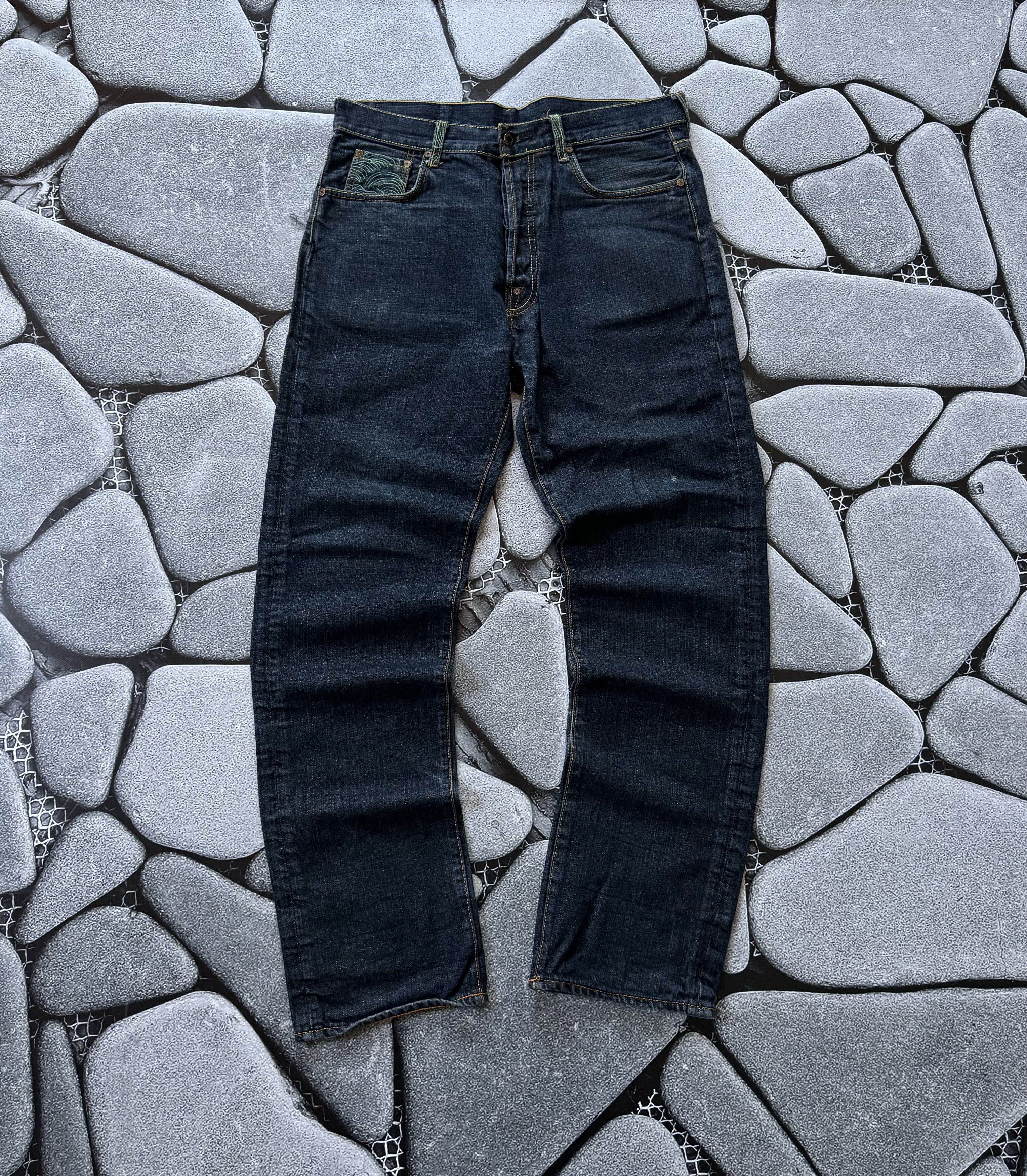 Japanese Brand × RMC Jeans RMC JAPANESE DENIM EMBROIDERED SELVEDGE JEANS DISTRESSED Size US 34 / EU 50 - 2 Thumbnail