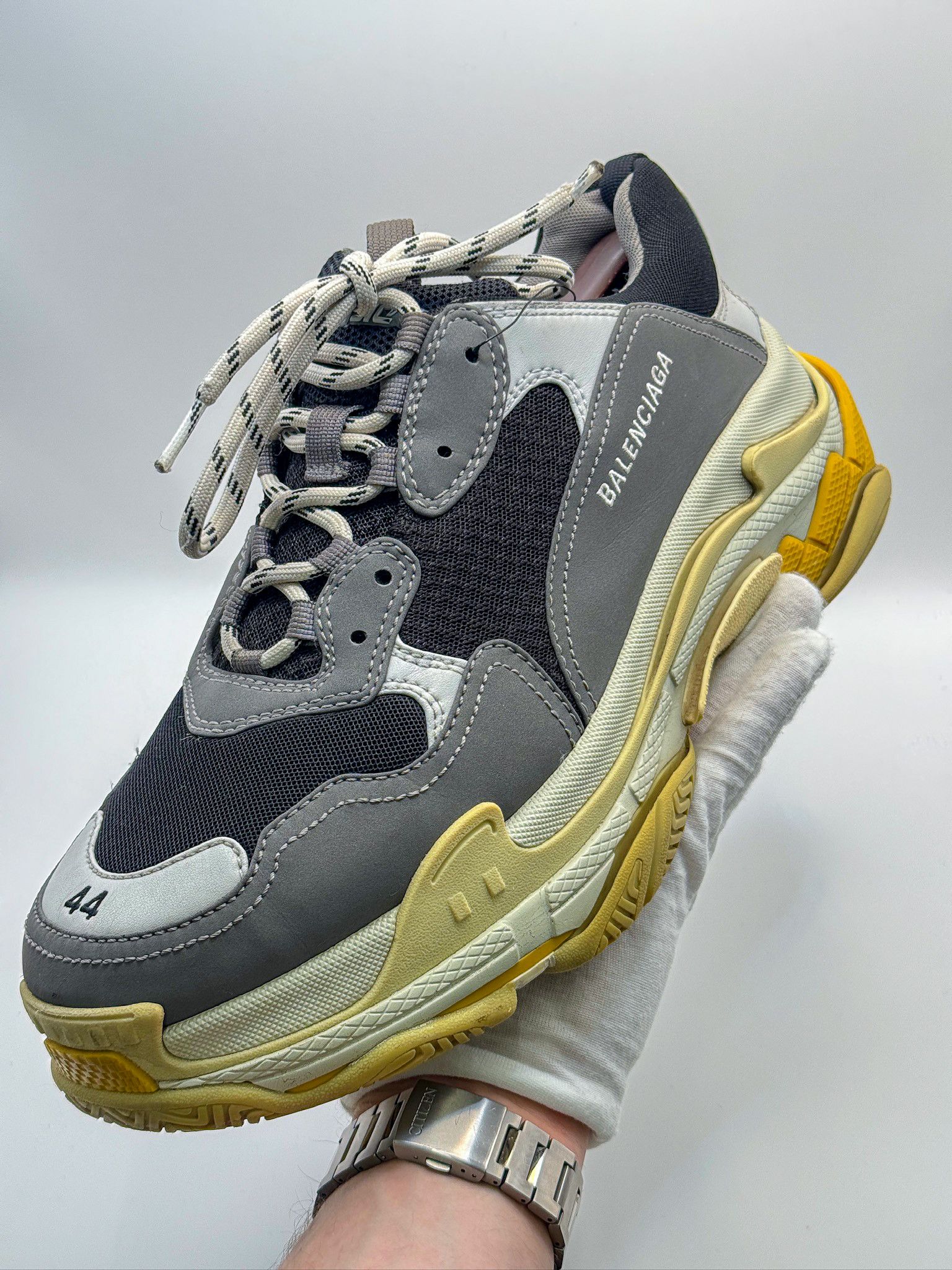 Balenciaga Balenciaga Triple S Gray/Yellow/Black Sneakers Size US 11 / EU 44 - 8 Thumbnail