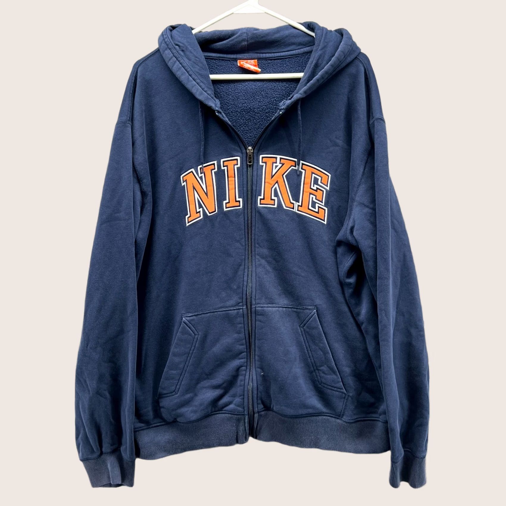 Nike VINTAGE Nike Jacket Men XXL Blue Orange Full Zip Hoodie Spell Out Retro 90s Shirt Sweater Mens Size US XXL / EU 58 / 5 - 1 Thumbnail