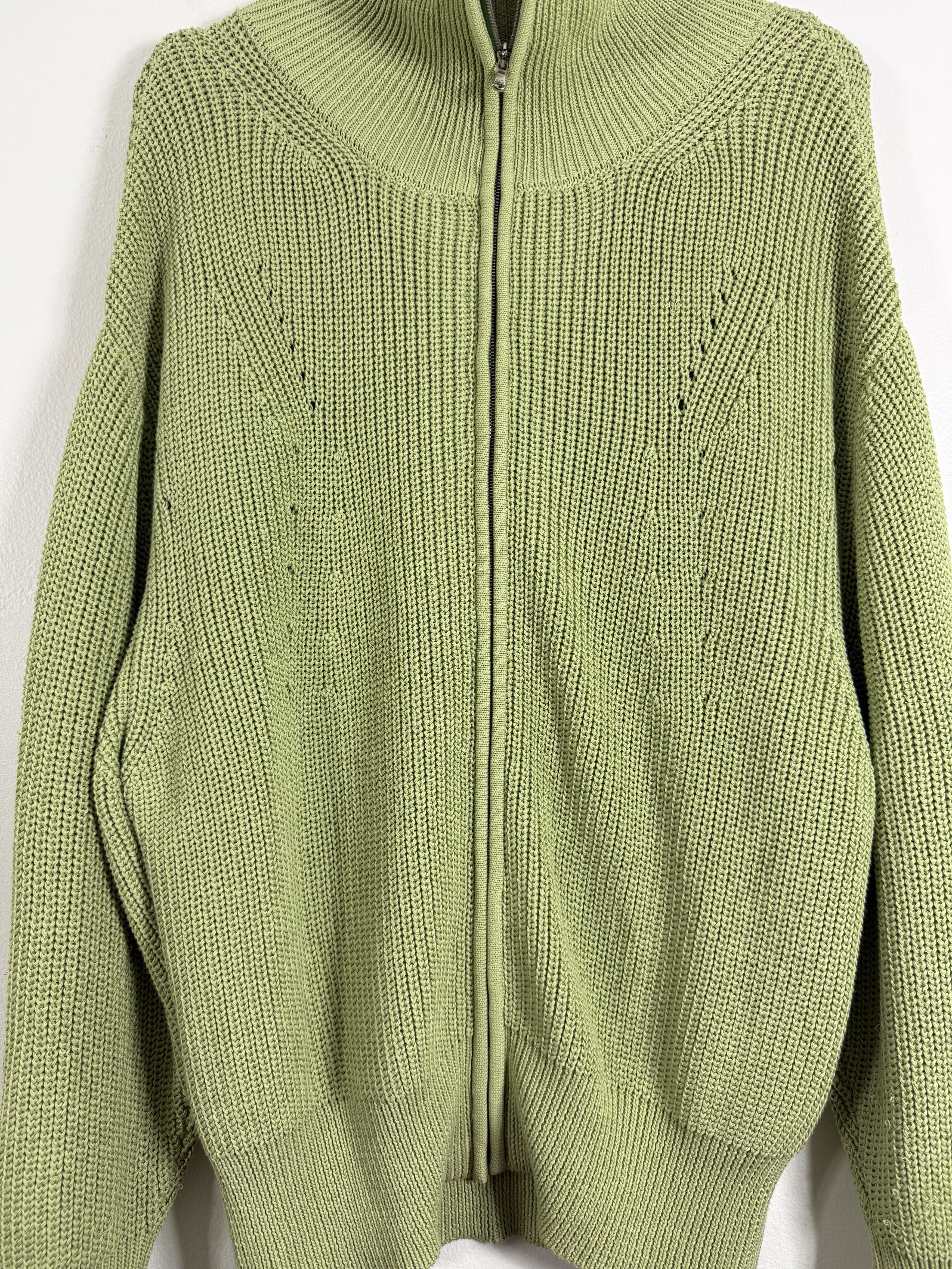 Judy Turner "Clark" Lime Green Oversized Knit Sweater w/ Zip Size US M / EU 48-50 / 2 - 2 Thumbnail