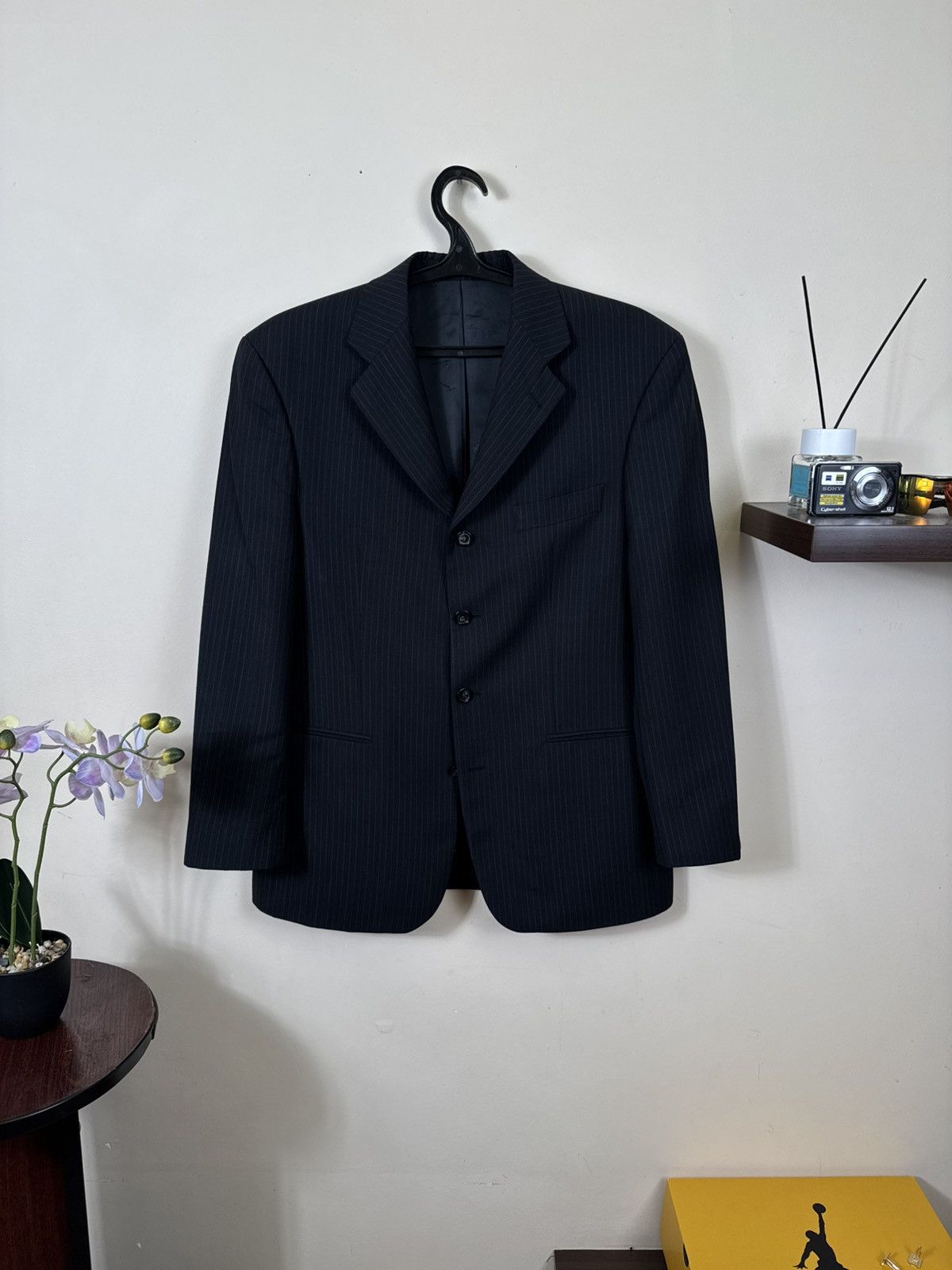 Yves Saint Laurent Vintage Yves Saint Laurent Blazer YSL Black Striped L Jacket Size 50R - 7 Thumbnail