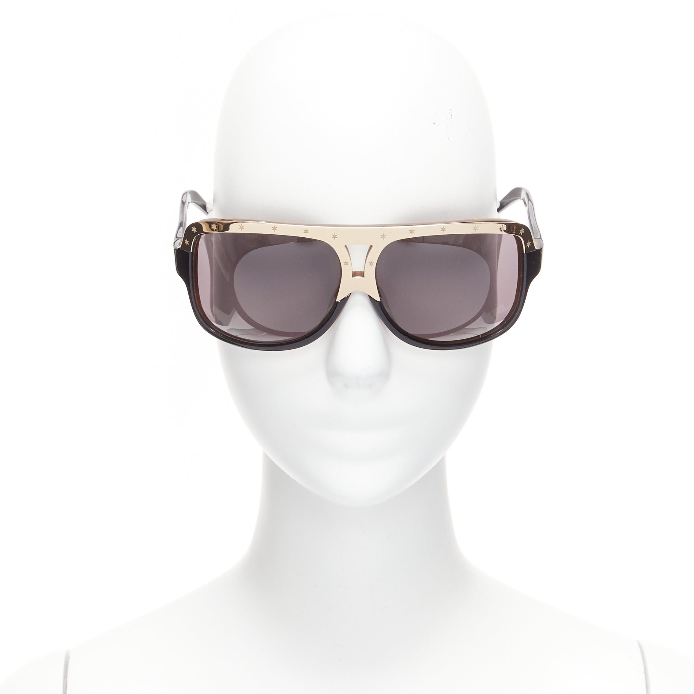 Victoria Beckham VICTORIA BECKHAM Vintage gold star top bar black oversized squared sunglasses Size ONE SIZE - 1 Thumbnail