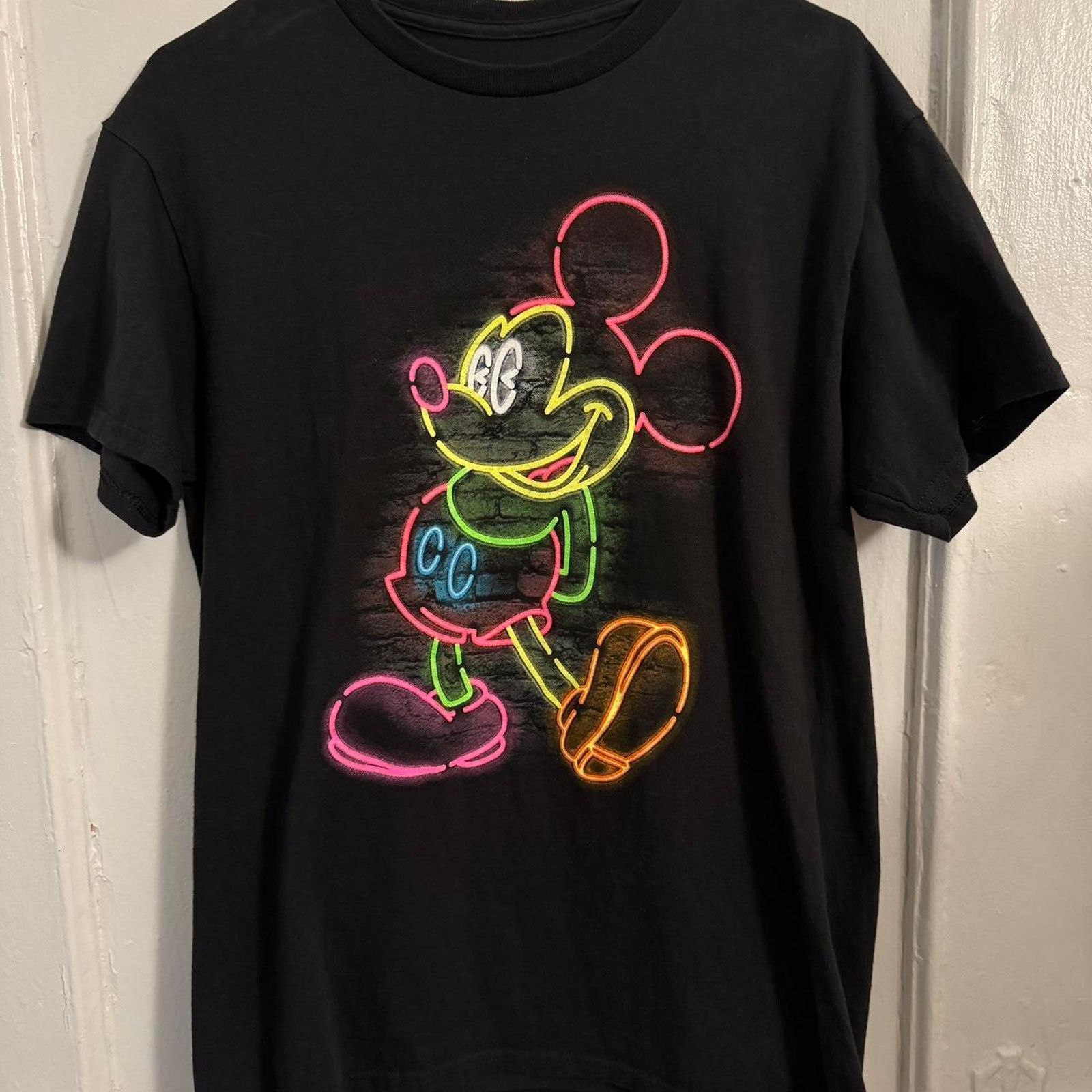 Disney Black Mickey Mouse Neon Graphic T-Shirt Cute Animal Size US M / EU 48-50 / 2 - 1 Thumbnail