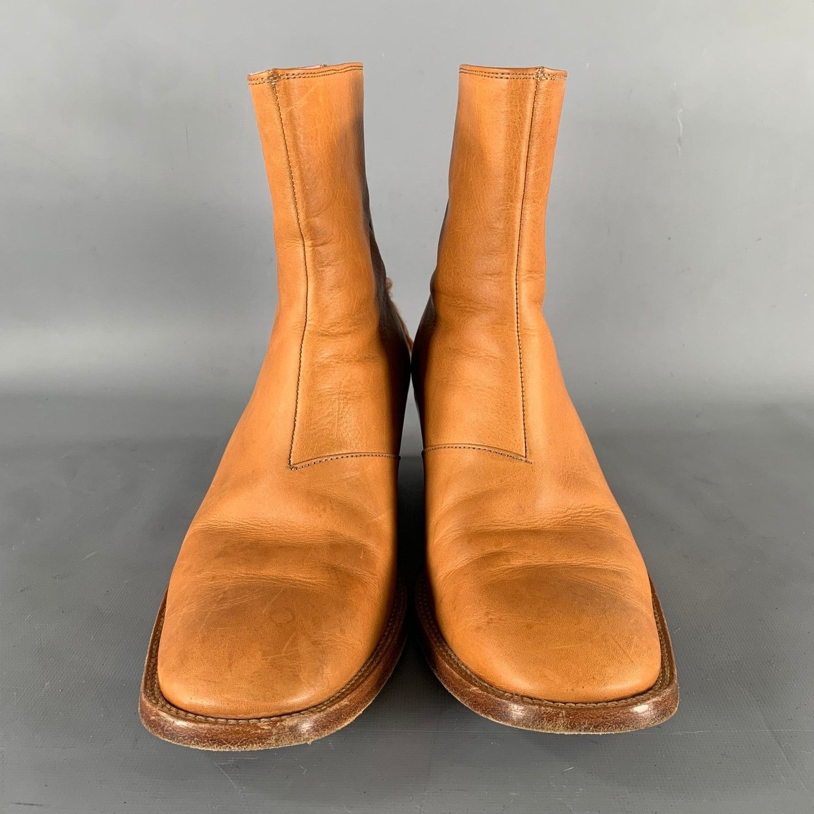 Acne Studios ACNE Size 8 Brown Crackled Leather Ankle Boots Size US 8 / EU 41 - 4 Thumbnail