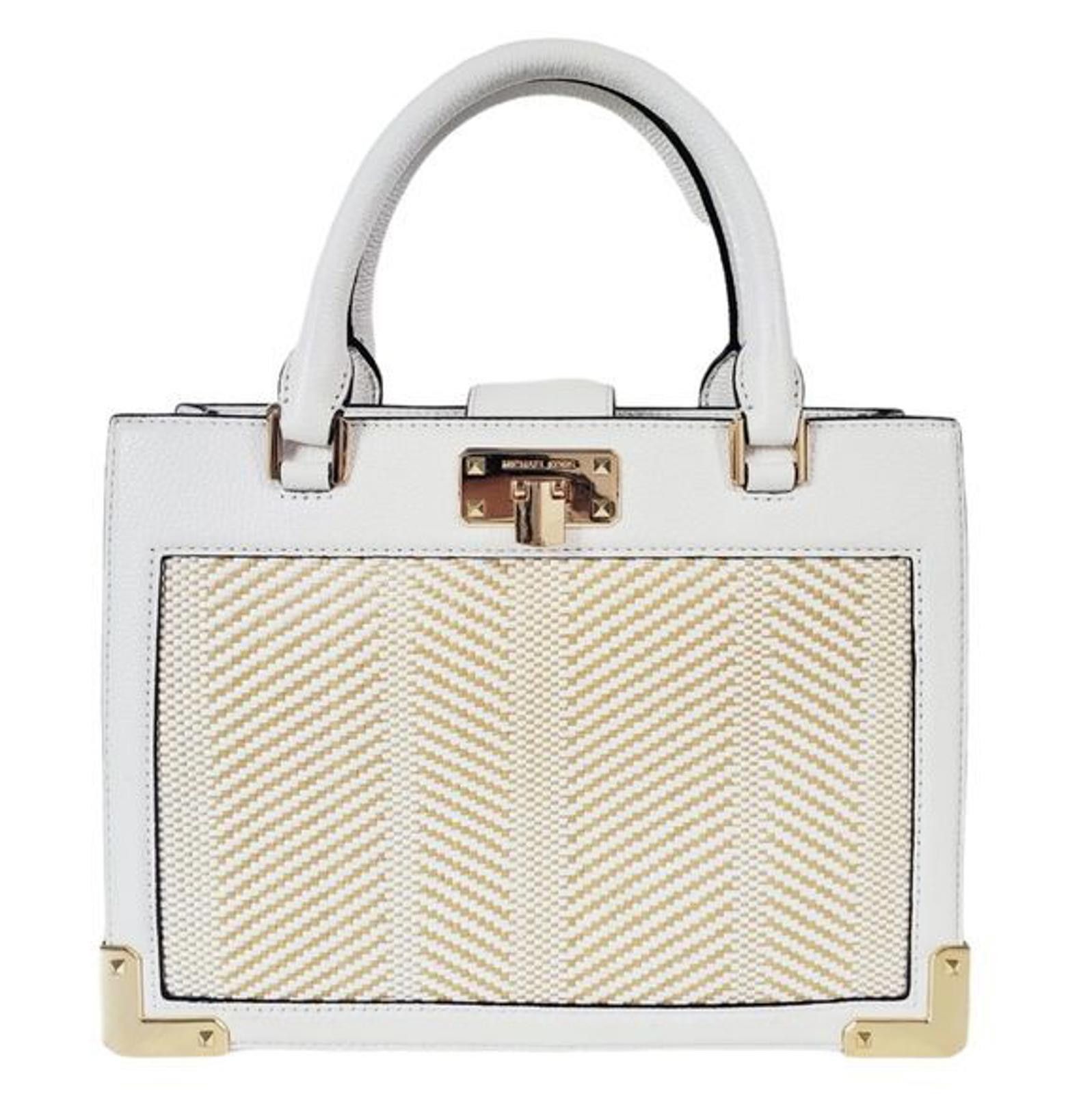 Michael Kors Michael Kors Kinsley Accordion Leather & Straw Satchel Size ONE SIZE - 1 Thumbnail