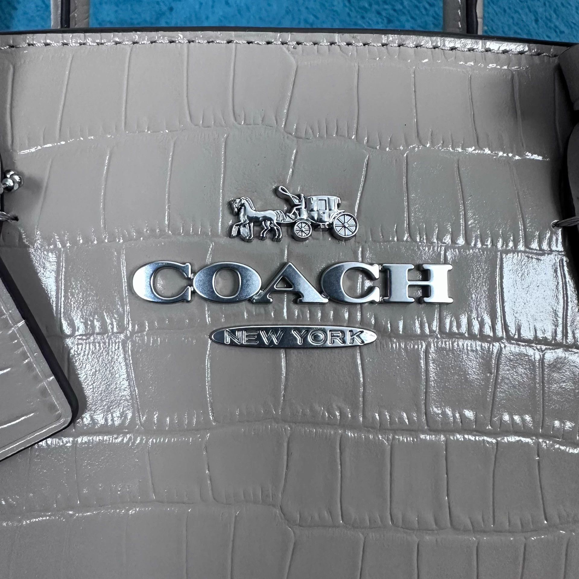 Coach Coach 22 Croc-Embossed Leather Crossbody Slate Gray S Size ONE SIZE - 2 Thumbnail