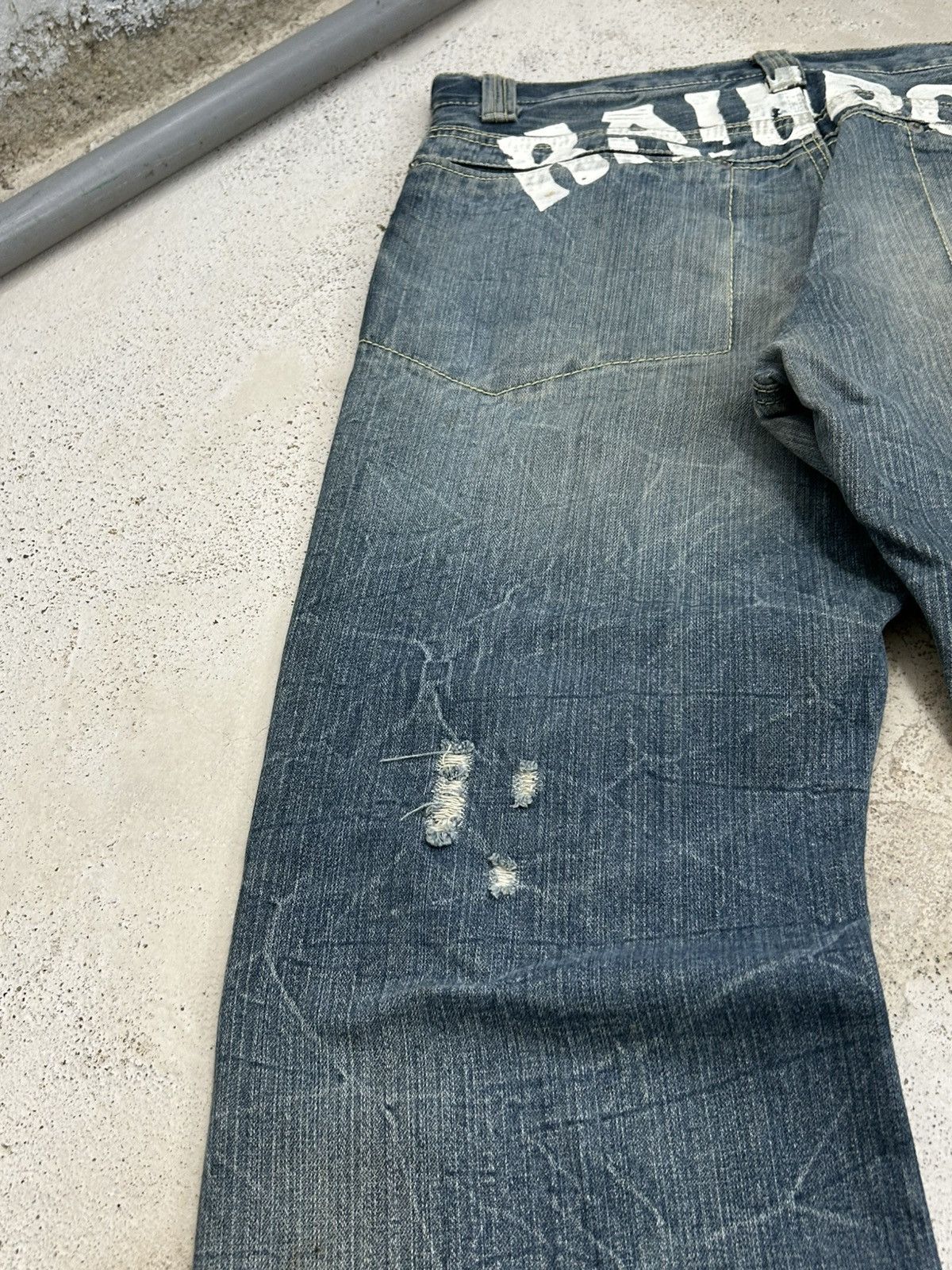 Le Grande Bleu (L.G.B.) Vintage Daily Topics Rainbow Baggy Distressed Washed Whisker Size US 33 - 16 Thumbnail