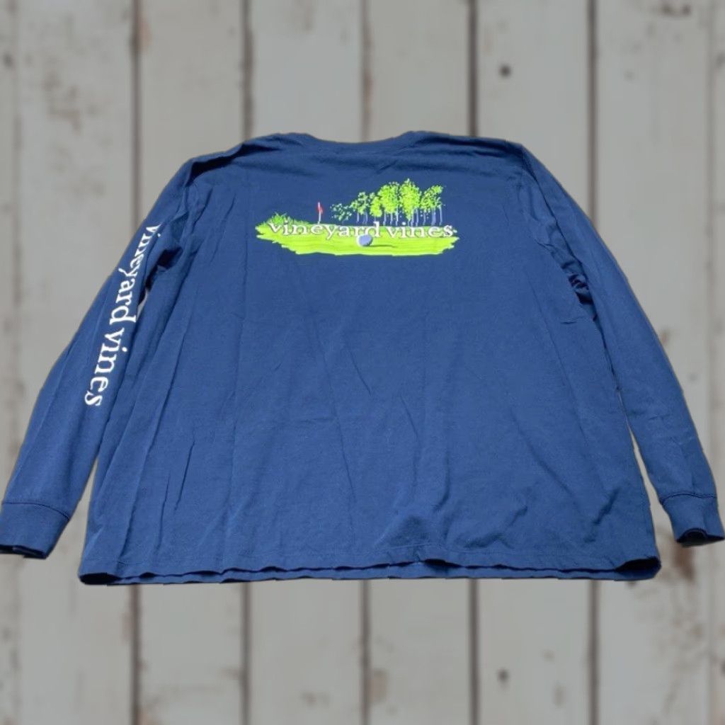 Vineyard Vines Vineyard Vines Golf Putt Long-Sleeve Pocket Tee T-Shirt Blue Men's 2XL 8093 Size US XXL / EU 58 / 5 - 1 Thumbnail