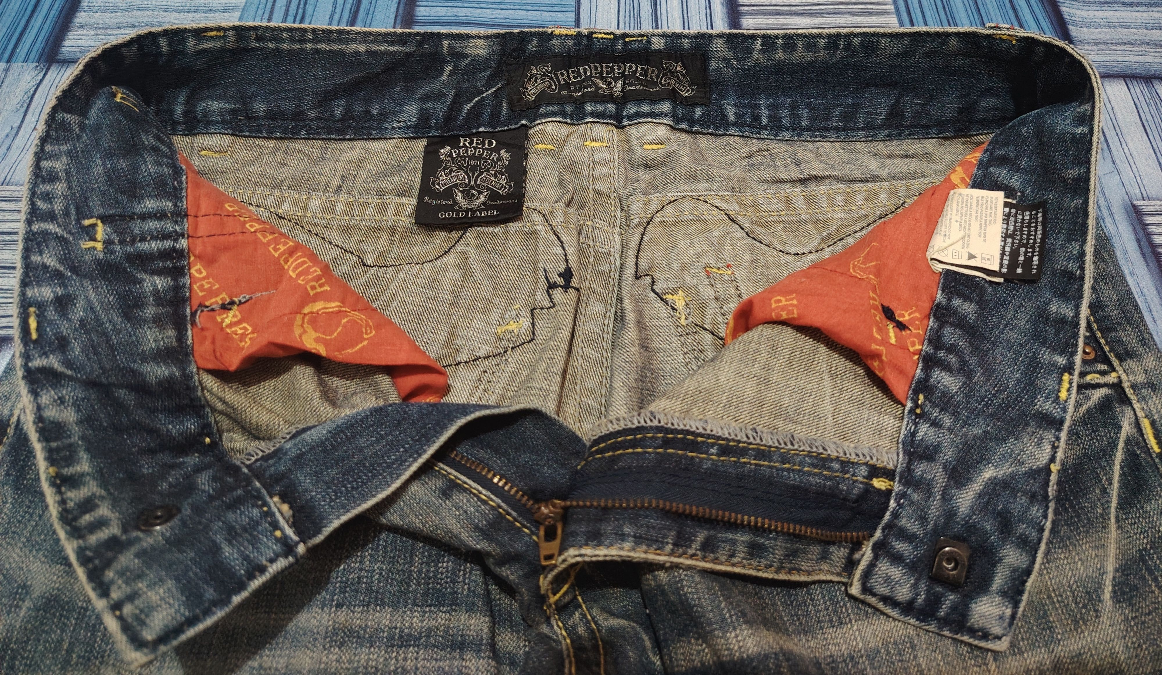 Japanese Red Pepper Flared Jeans Distressed Denim