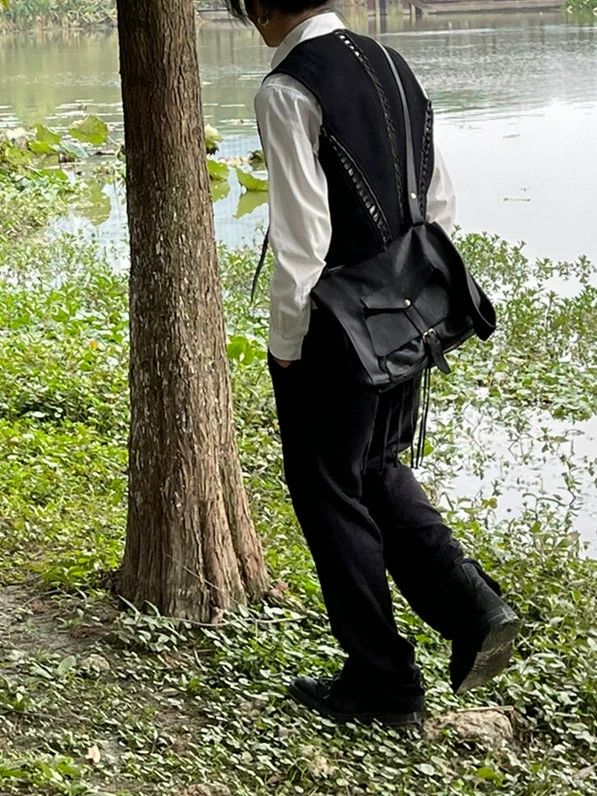 Ann demeulemeester multi-functional leather crossbody bag