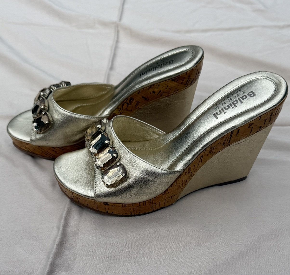 Baldinini Baldinini Trend Beige Leather Gemstone Heel Sandals Size US 7 / IT 37 - 2 Thumbnail