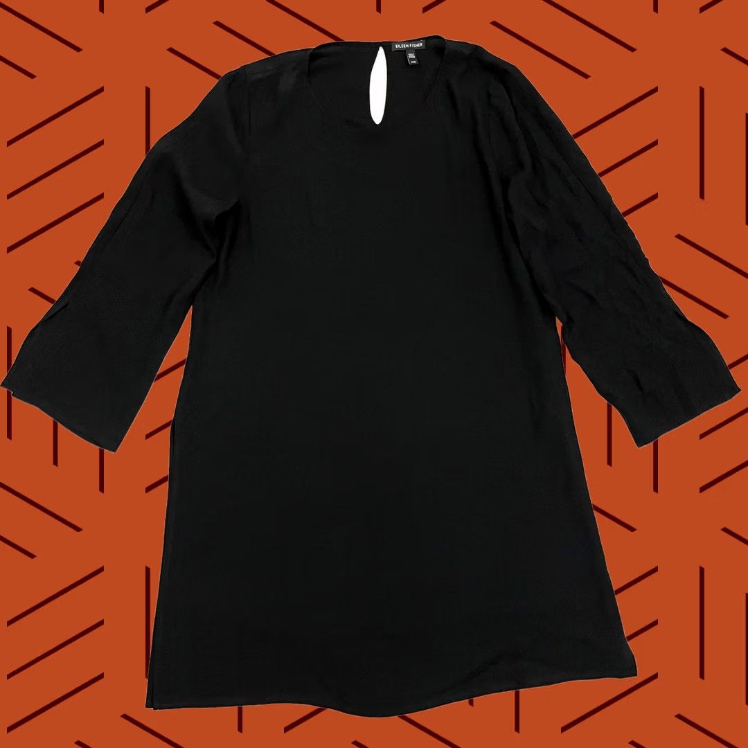 Eileen Fisher VINTAGE? No. Eileen Fisher Blouse Tunic Top Silk Black M Womens Regular Crew Neck Pullover Casual Size M / US 6-8 / IT 42-44 - 1 Thumbnail