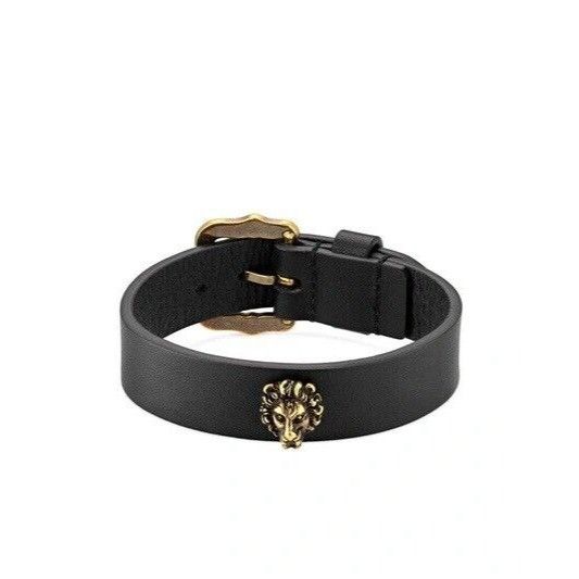 Gucci NEW GUCCI Lion Head Leather Bracelet Size M Black Size ONE SIZE - 1 Thumbnail
