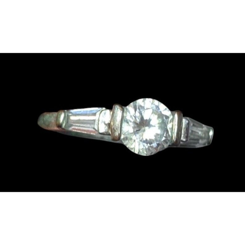 Other Elegant Clear Gemmed Silver Tone Engagement Ring Size 7 Size ONE SIZE - 3 Thumbnail