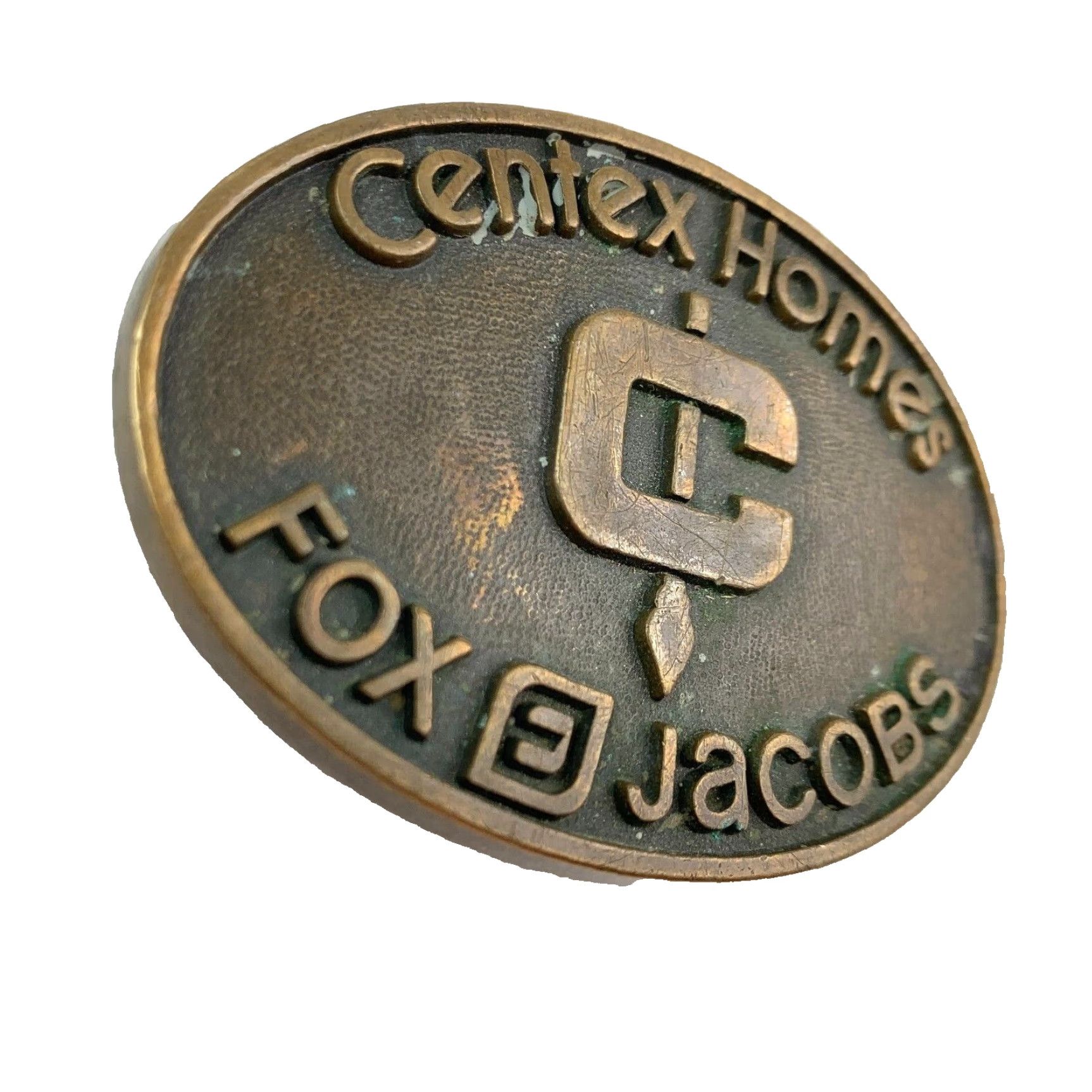 Vintage VINTAGE Centex Homes Fox Jacobs Jostens Metal Belt Buckle Belt Buckle Gold Brass Occupational Adult Unisex 1990s Jostens Mens Womens Boys Girls Size ONE SIZE - 2 Thumbnail