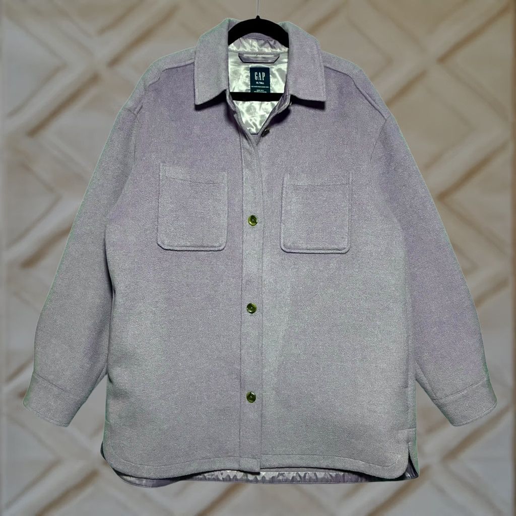 Gap GAP Shacket Wool Blend Button Front Jacket Purple Women's XL Tall Shacket Wool Blend Purple Button Front Jacket Women's XL Tall Size XL / US 12-14 / IT 48-50 - 1 Thumbnail
