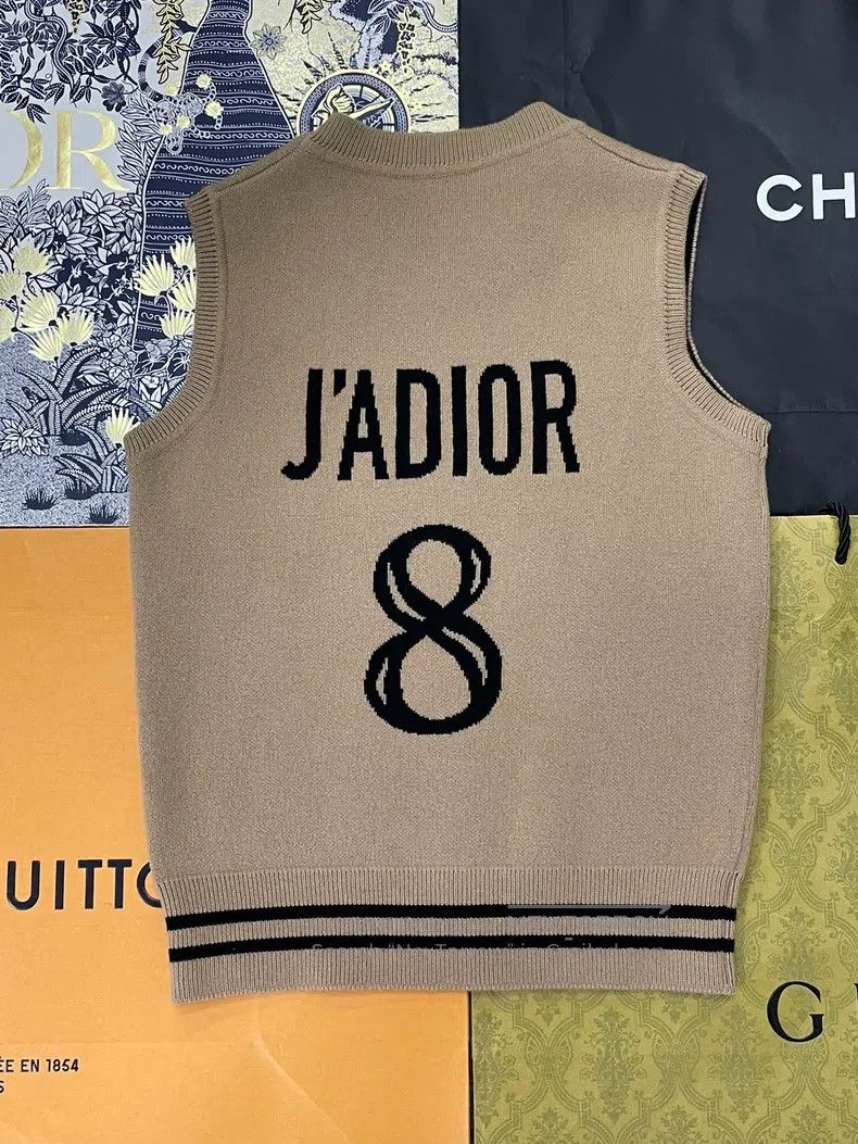 Dior Dior 8-character cashmere knitted vest on the back of khak Size XS / US 0-2 / IT 36-38 - 2 Thumbnail