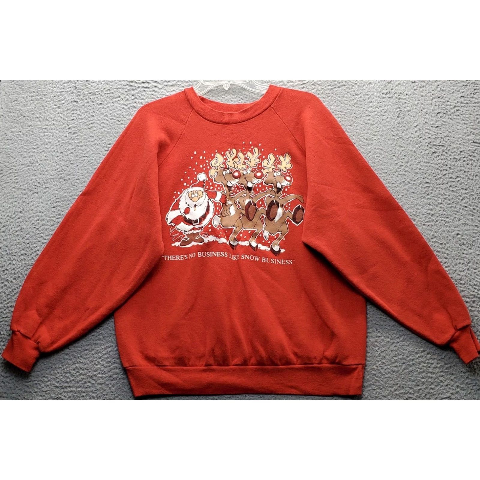 Vintage TNT Unisex XL Red Santa & Reindeers Christmas Sweatshirt Shirt Size US XL / EU 56 / 4 - 2 Thumbnail