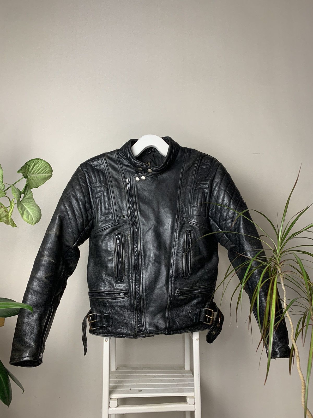 Akito Y2K biker real leather jacket