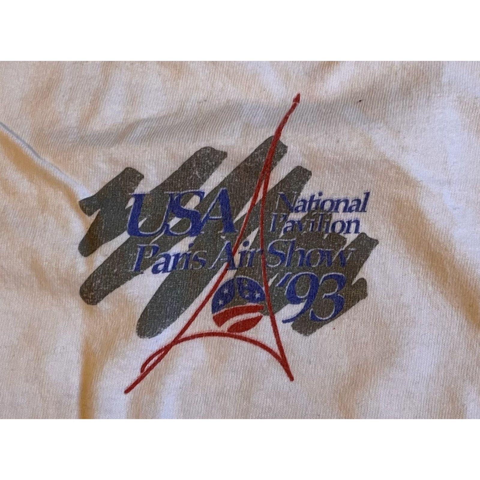 Hanes VINTAGE 1993 Paris Air Show USA Pavilion Long Sleeve Shirt Men’s XL White 90s Size US XL / EU 56 / 4 - 5 Thumbnail