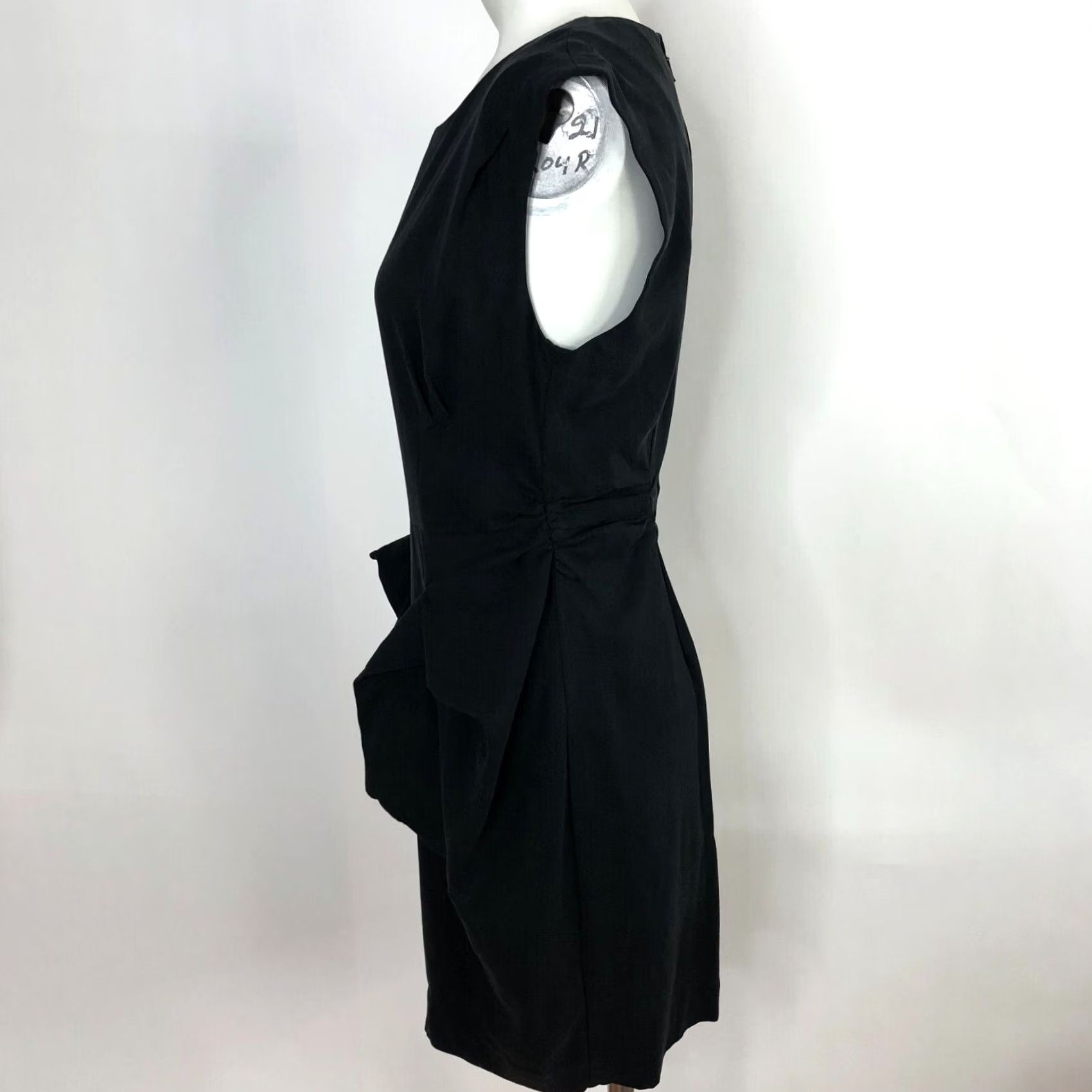 Vetements Moulinette Soeurs Vetements Dress Midi Silk Blend Women’s 8 Sheath Round Neck Sleeveless Black Size M / US 6-8 / IT 42-44 - 3 Thumbnail