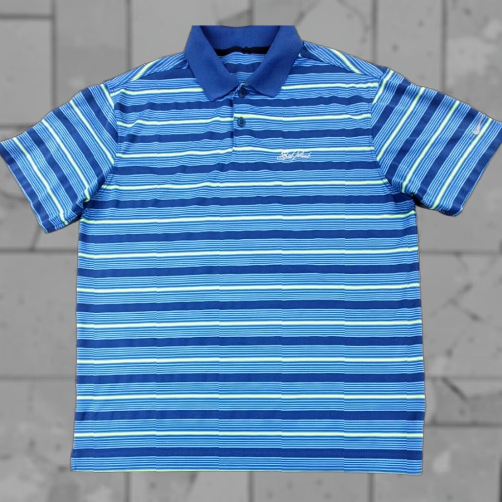 Nike Nike Polo Shirt Men M Blue Green Stripe Sea Island Golf Performance Short Sleeve Size US M / EU 48-50 / 2 - 1 Thumbnail