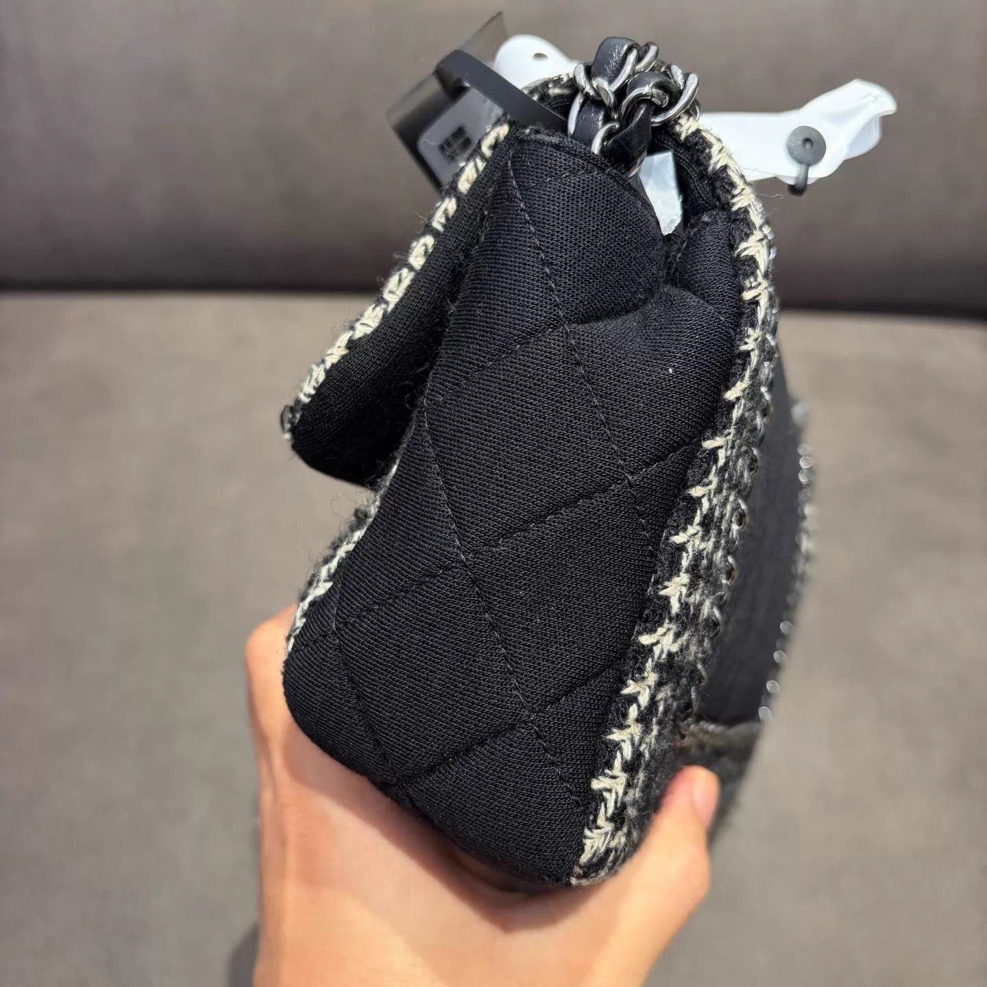 Chanel CHANEL CF Black Silver Tweed Houndstooth Chain Bag Size ONE SIZE - 5 Thumbnail
