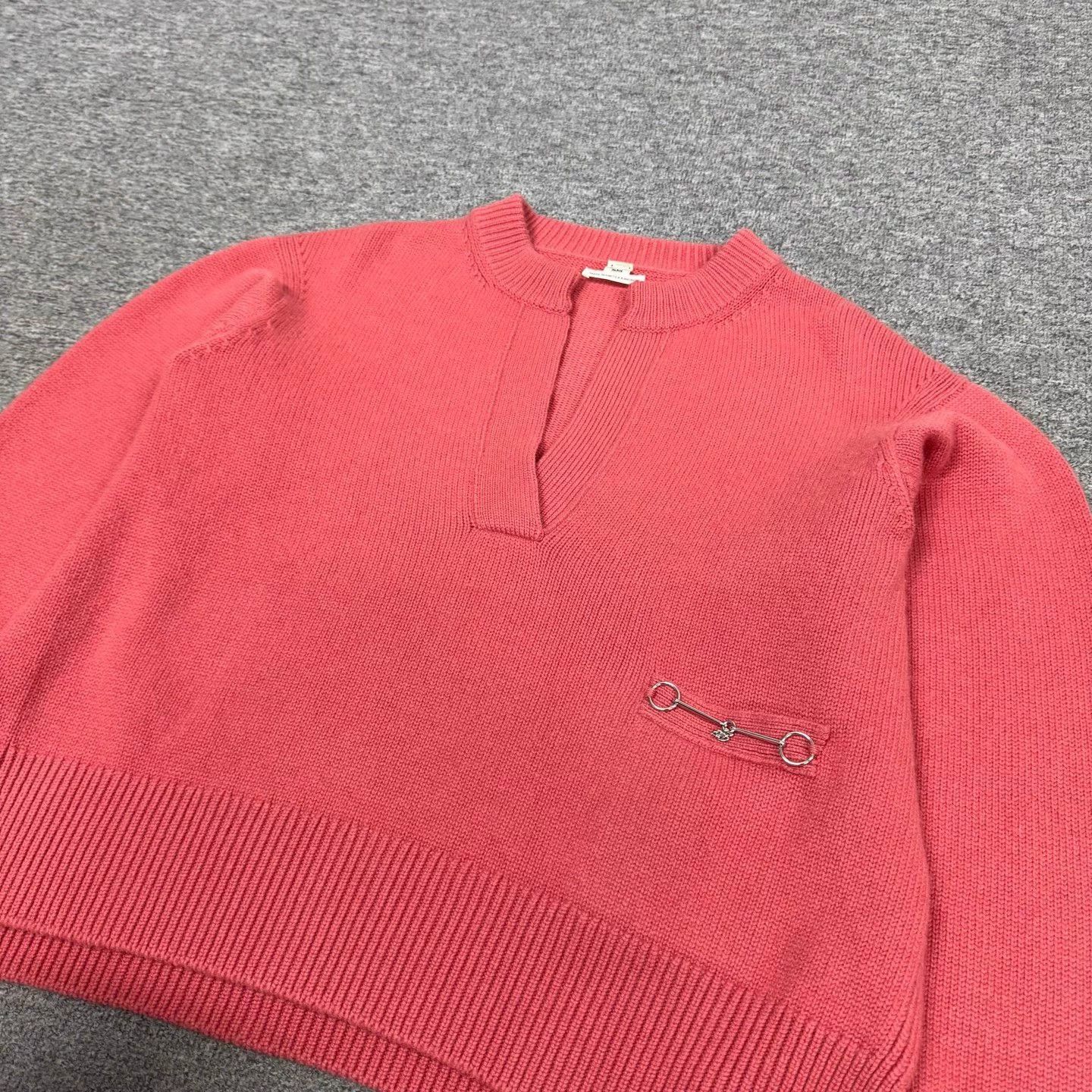 Hermes Hermes Horseshoe V-neck Cashmere Oversized Sweater Size S / US 4 / IT 40 - 3 Thumbnail