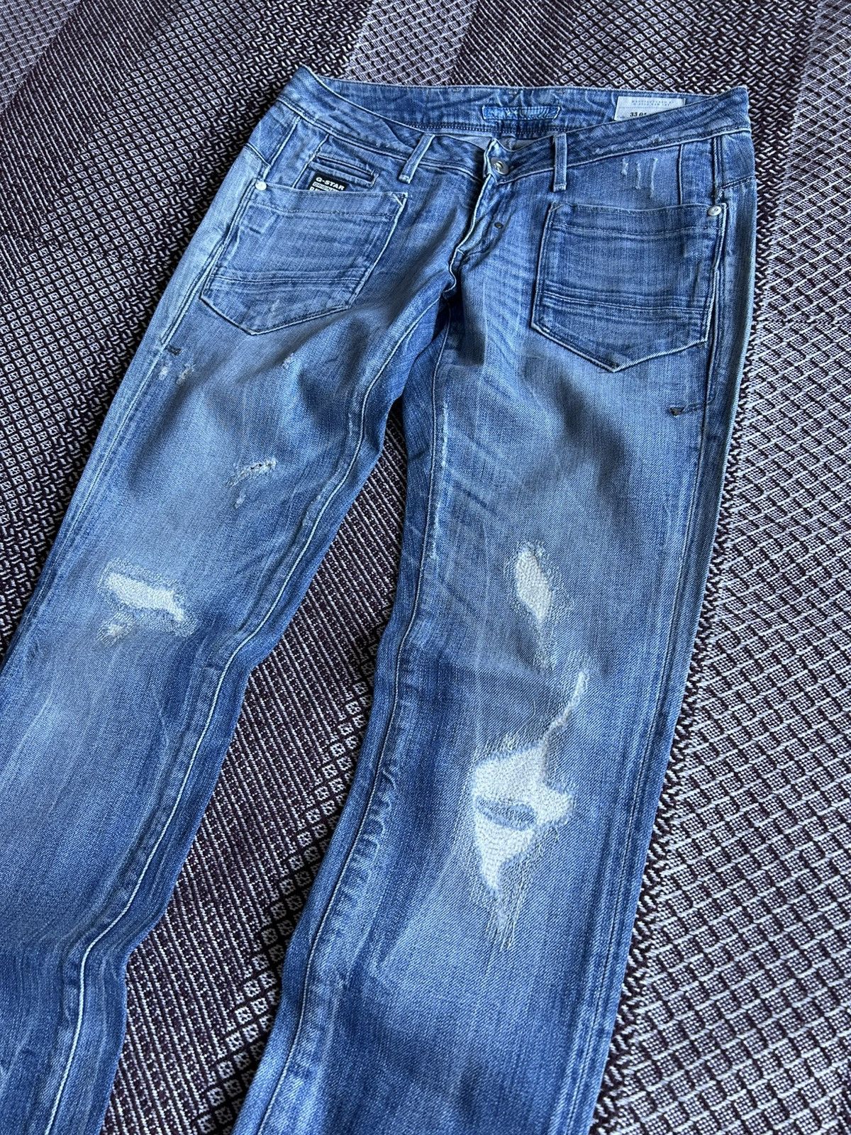 G-Star × Vintage Vintage G-star Raw Low Tapered Denim Distressed Jeans Sz 28 Size US 28 / EU 44 - 4 Thumbnail