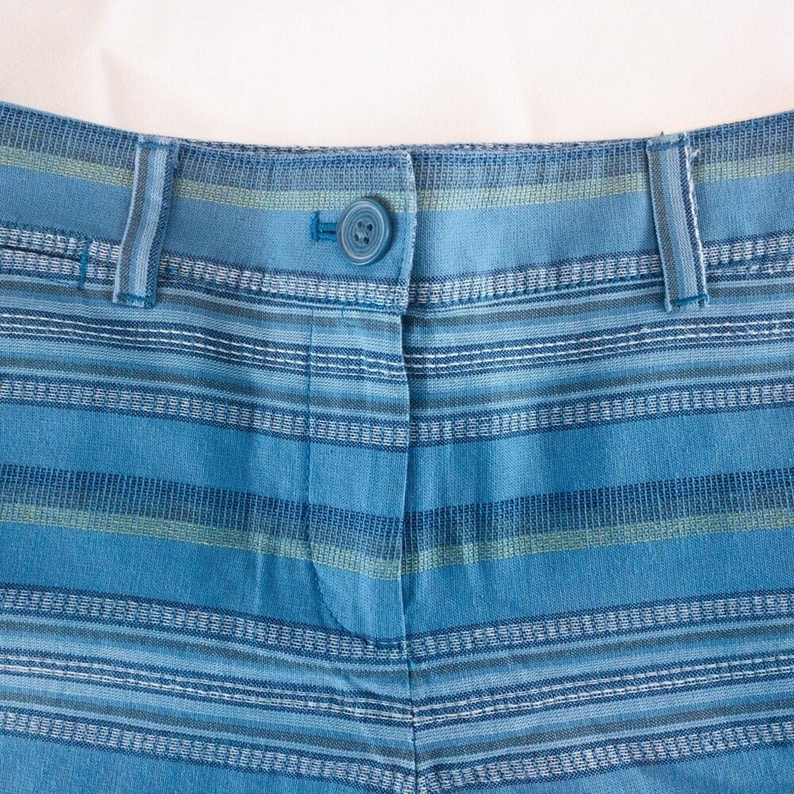 Other Ann Taylor LOFT Striped Blue Green Mini Shorts Womens Size 2 Size 26" / US 2 / IT 38 - 2 Thumbnail