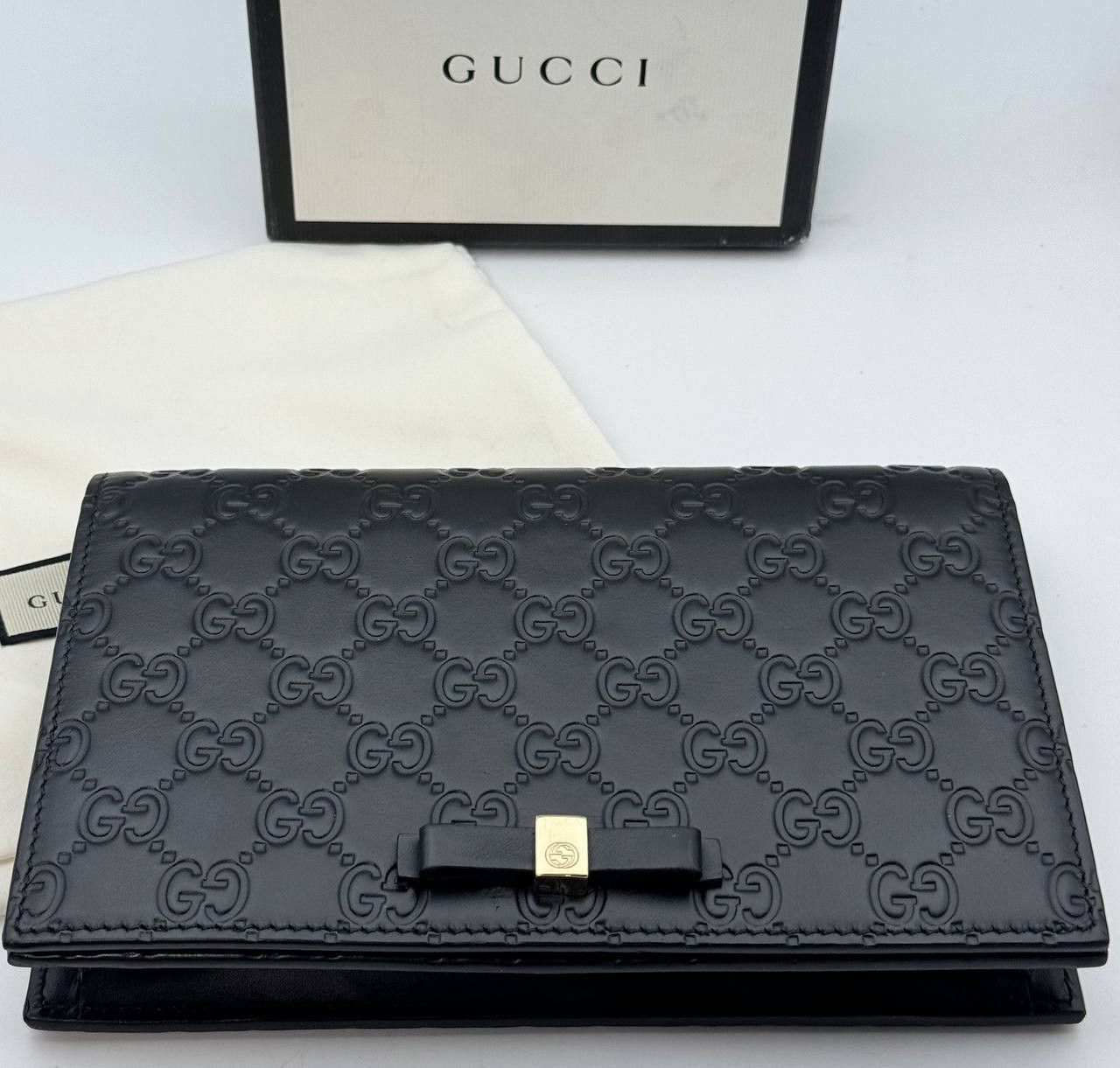 Gucci Gucci Wallet Chain Crossbody Bag Guccisima Leather Black Size ONE SIZE - 3 Thumbnail