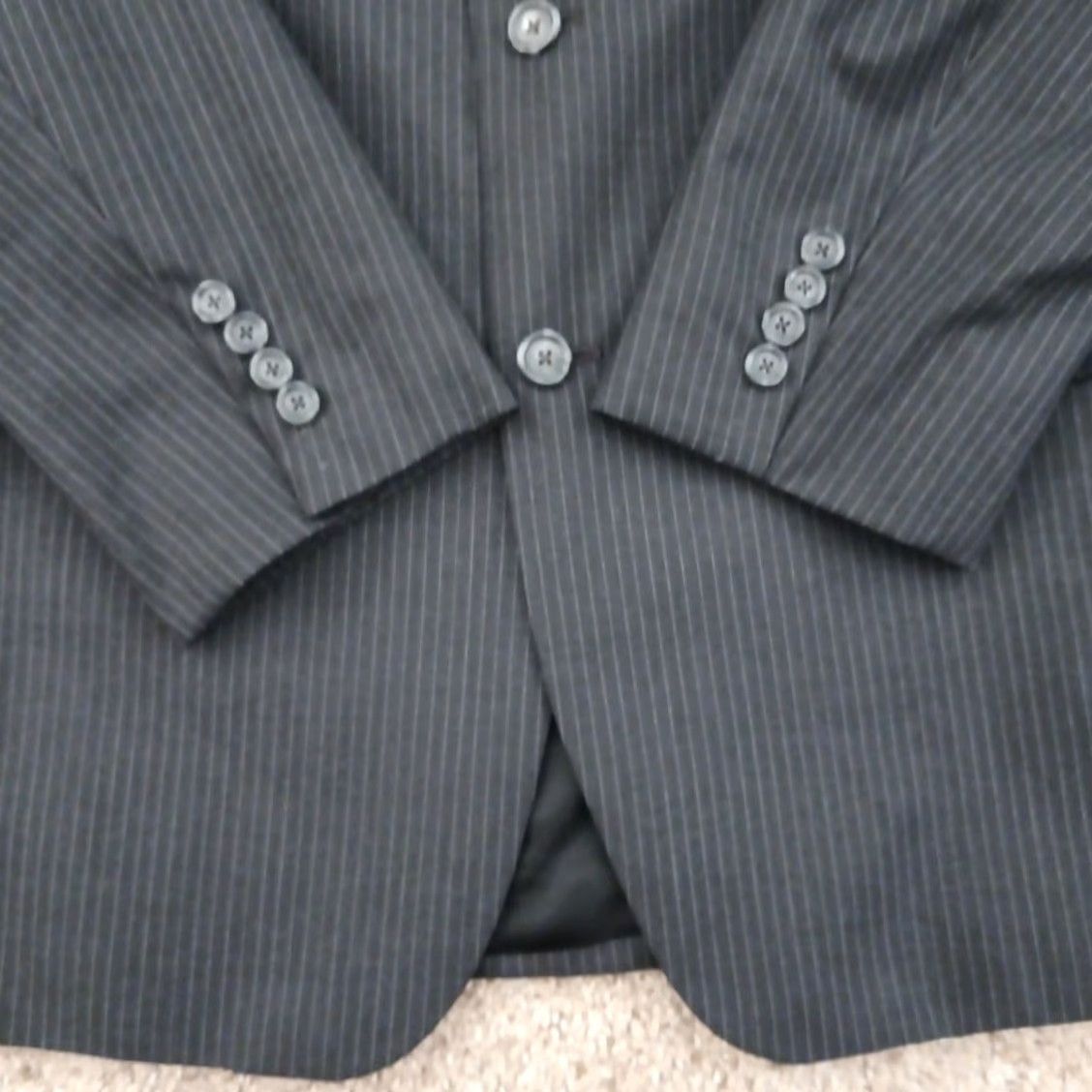 Jos. A. Bank Jos A Bank Blazer Mens 40 Gray Striped Wool Single-Breasted Two-Button Notch Lapel Jacket Size 40R - 4 Thumbnail