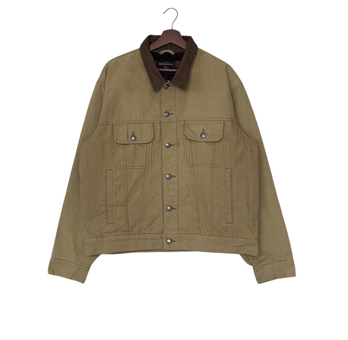 Vintage × Woolrich Woolen Mills Vintage Brand Woolrich Duck Canvas Trucker Jacket 1990s Size US L / EU 52-54 / 3 - 1 Thumbnail